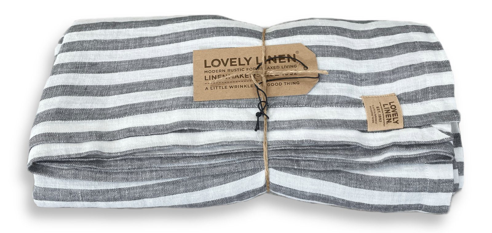 Lovely Linen Tischdecke Linen Misty Tischdecke Leinen edge dark grey 145x380cm (1 Stück), MISTY 145X380 EDGE DARK GREY W:19 D:40 H:10