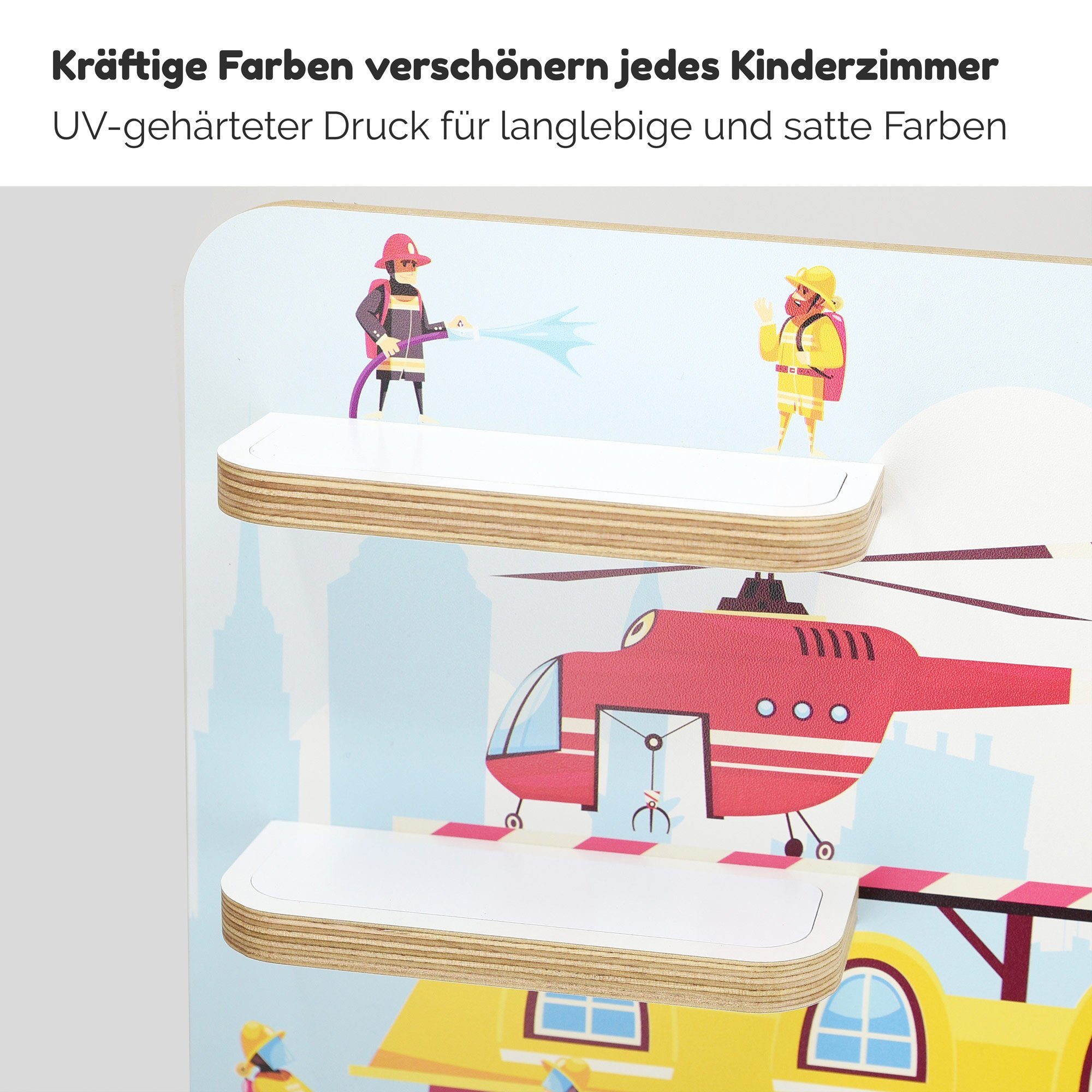 stadtecken Kinderregal mit schmalen Boden - geeignet für die Toniebox und Tonies, Bunte, verspielte Aufbewahrung für 35 Figuren, ideal fürs Kinderzimmer