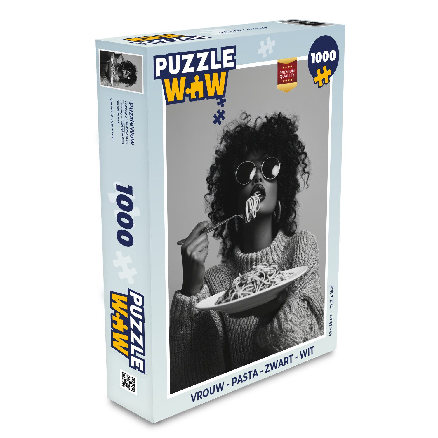 Puzzle Frau - Nudeln - Schwarz - Weiß