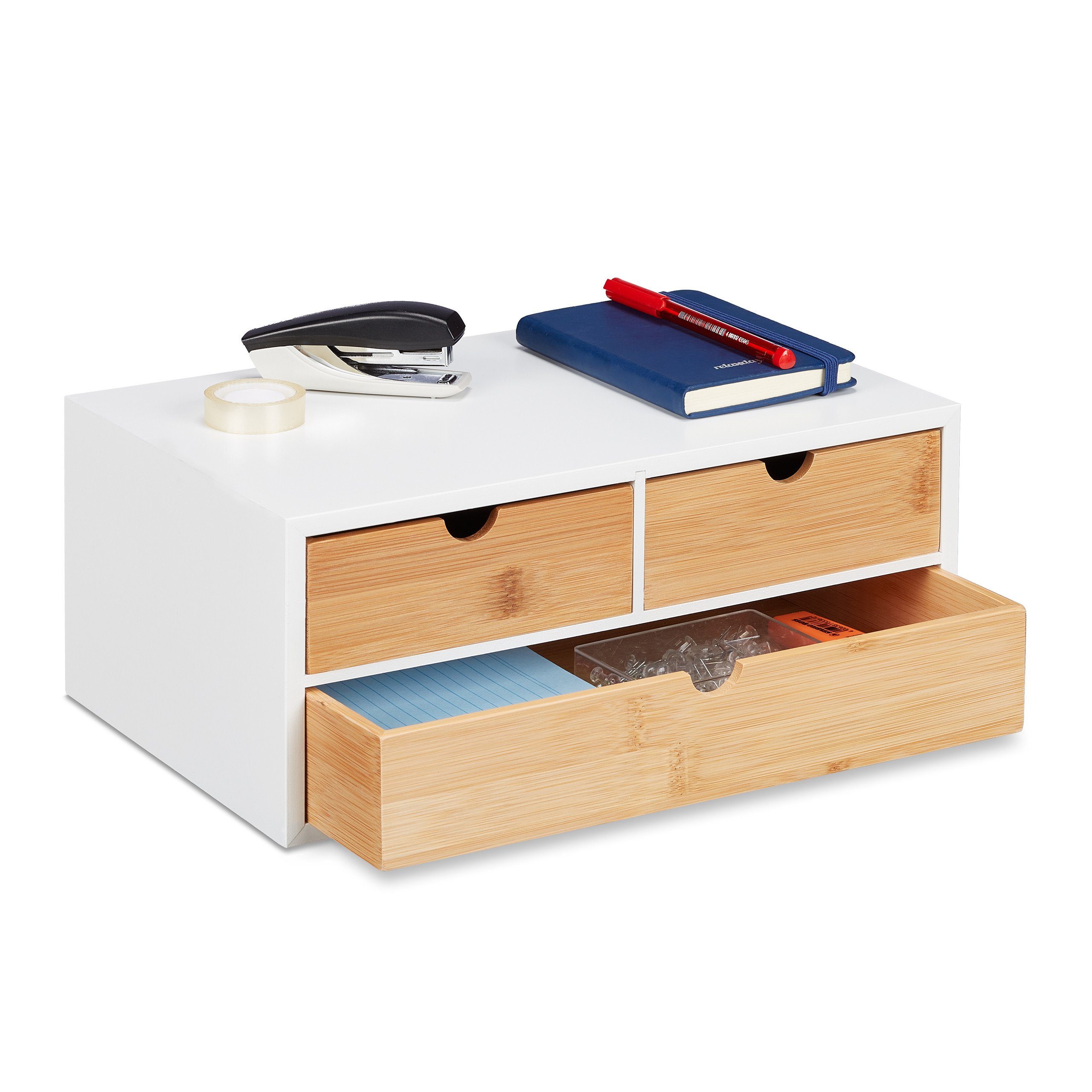 relaxdays Organizer Schreibtisch Organizer 3 Schubladen