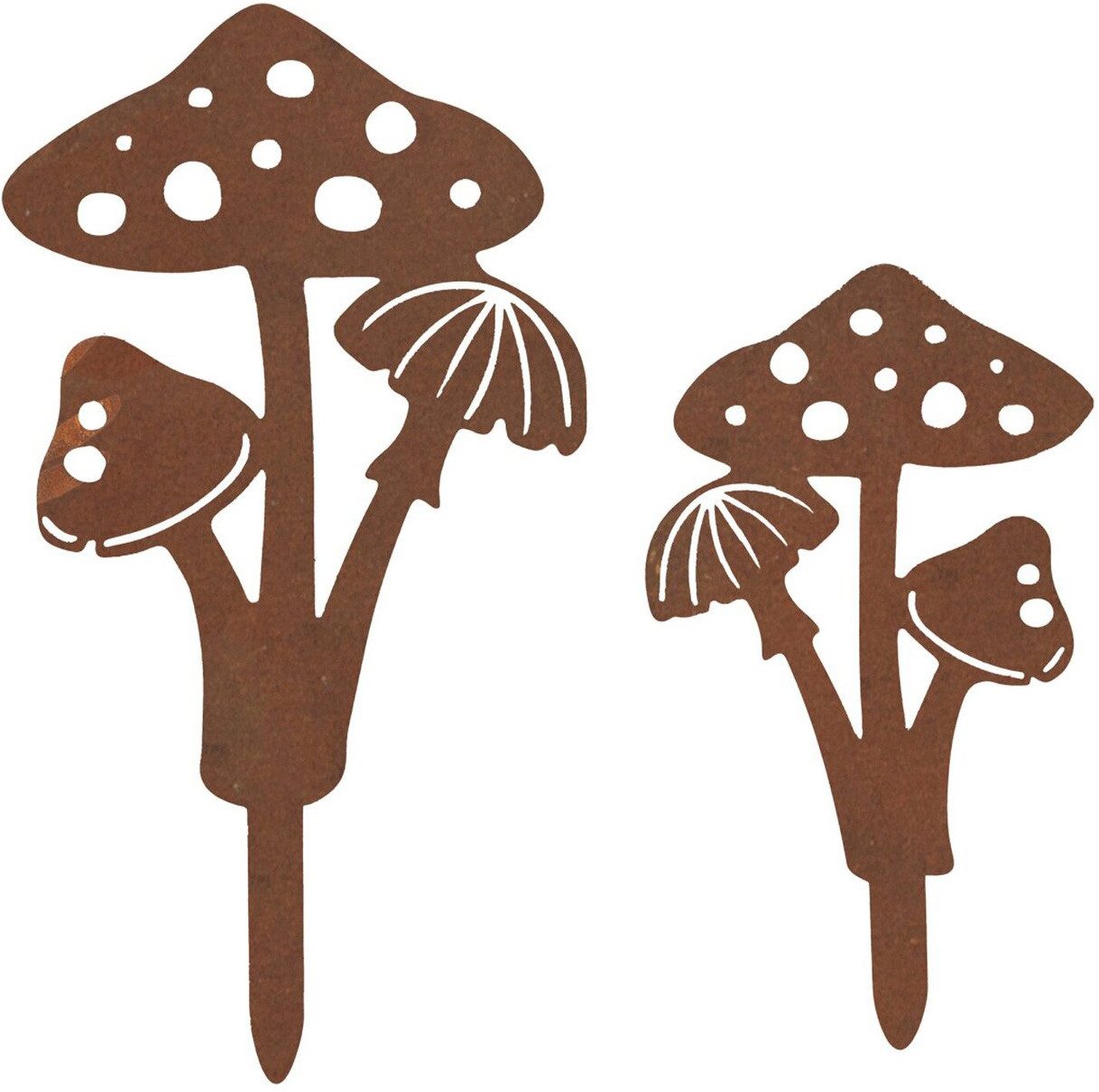 Maximex Gartenstecker Pilz (2-St) Gartendekoration, wetterbeständig, Edelrost-Effekt mit feiner Patina