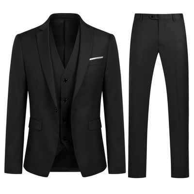 Allthemen Anzug (3 tlg, Sakko & Weste & Hose) Slim Fit für Hochzeit