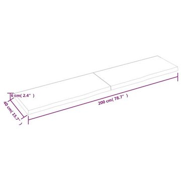 furnicato Tischplatte Dunkelbraun 200x40x(2-6)cm Massivholz Eiche
