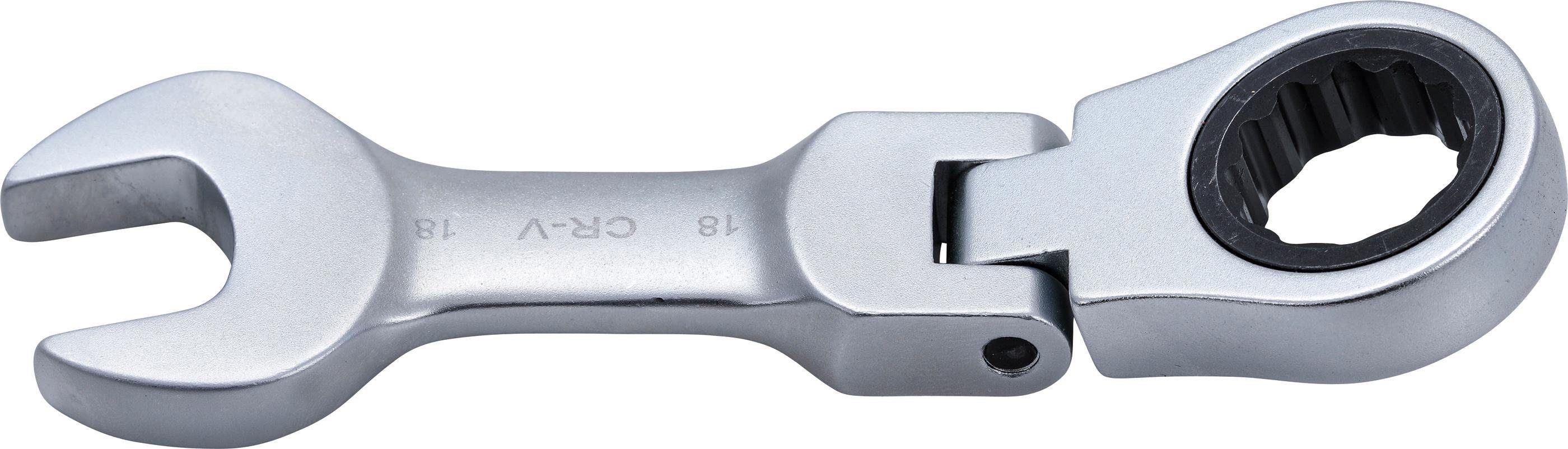 BGS technic Stecknuss Ratschenring-Maulschlüssel, kurz, abwinkelbar, SW 18 mm