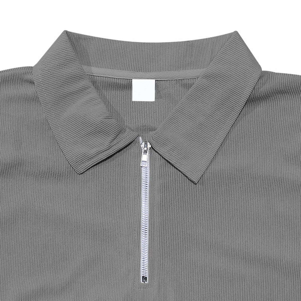 Allthemen Poloshirt mit Cord-Struktur Halbzip Kurzarmshirt