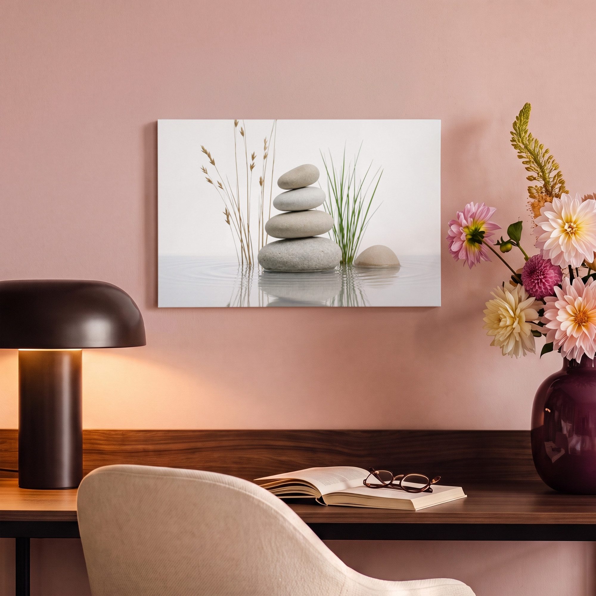 OneMillionCanvasses® Leinwandbild Steine - Gelassenheit - Grau, Fotodruck (1 St), Leinwand Canvas Wandbild, Wanddekoration 20x30 cm – Bild 4 von 5