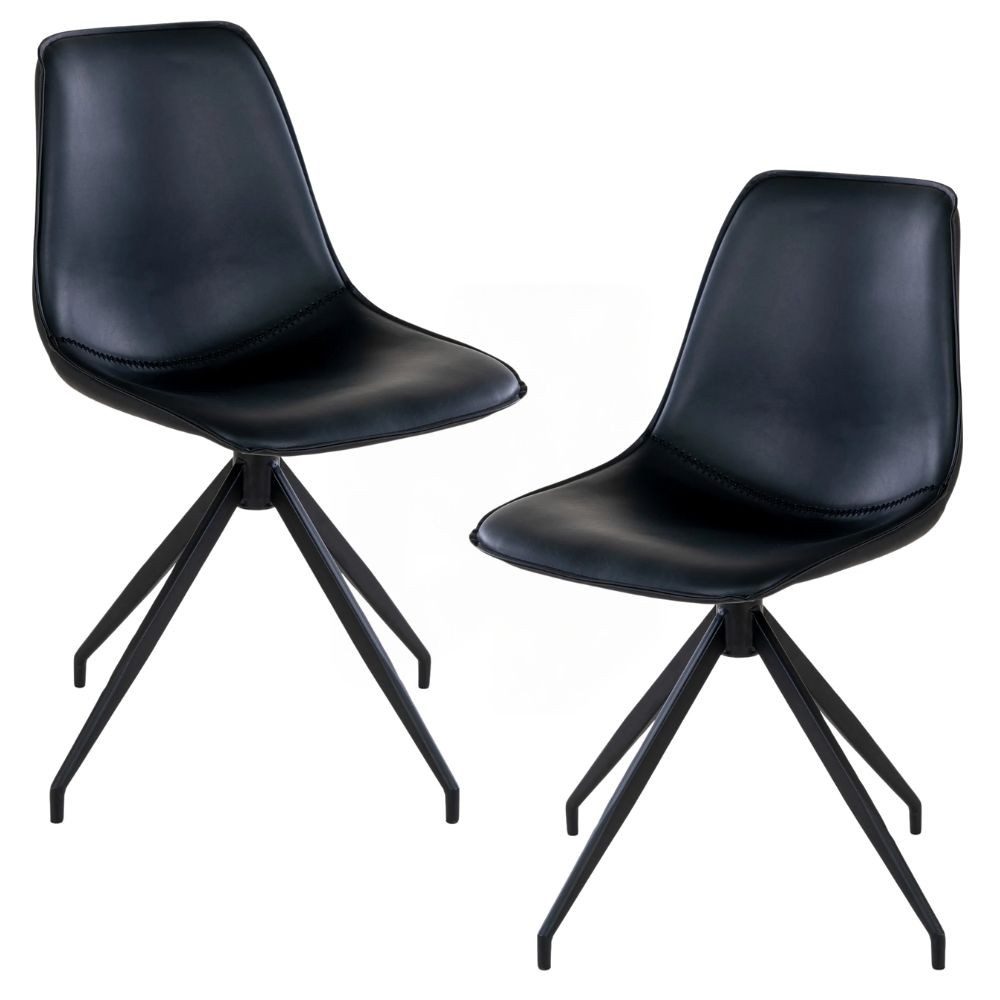 Stuhl 2er Set Retro-Drehstuhl CANNES schwarz Schalensitz