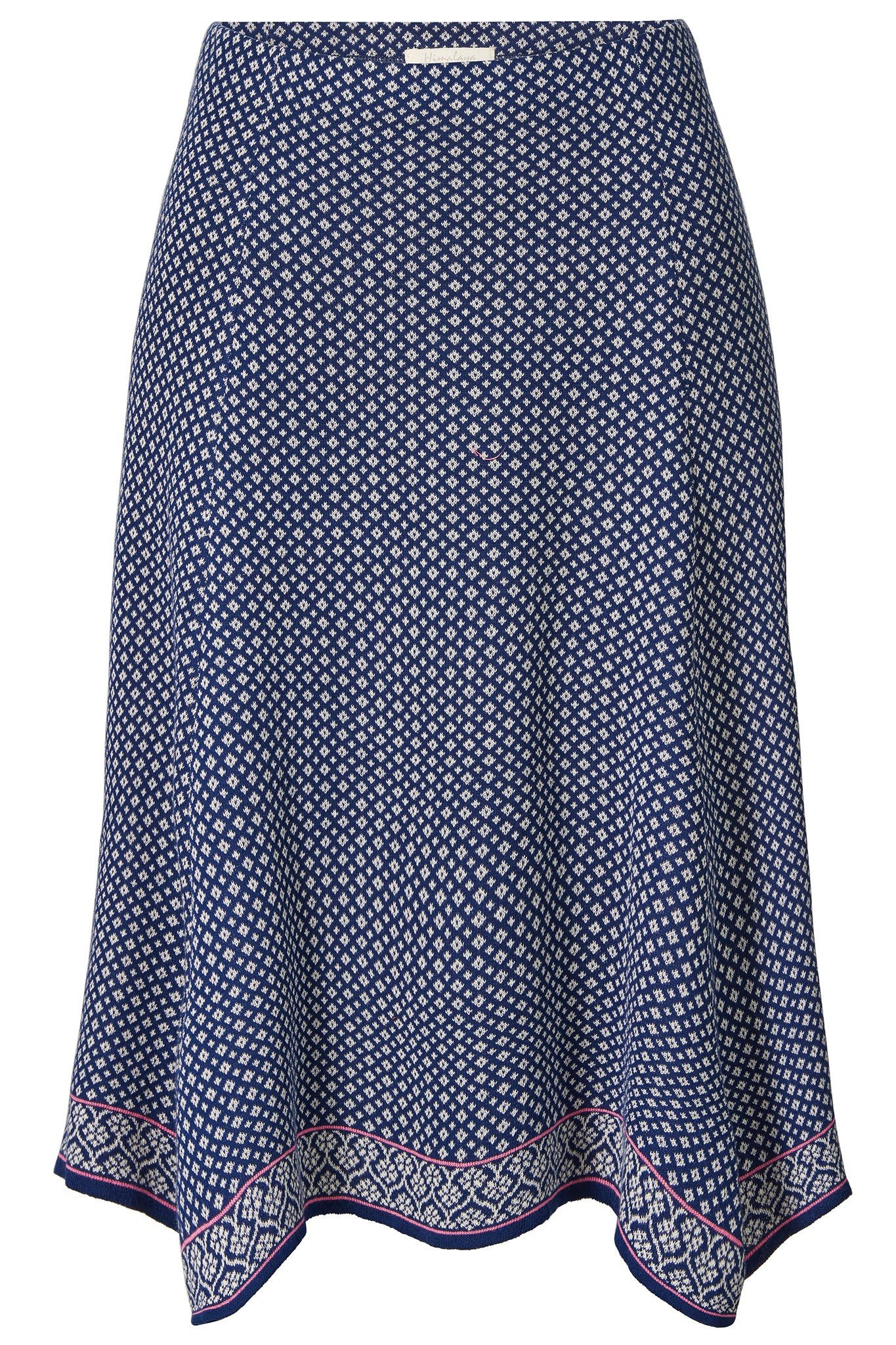 Strickrock Rock Damen mit Jacquard-Diamantmuster - Midi Rock aus Bio-Baumwolle