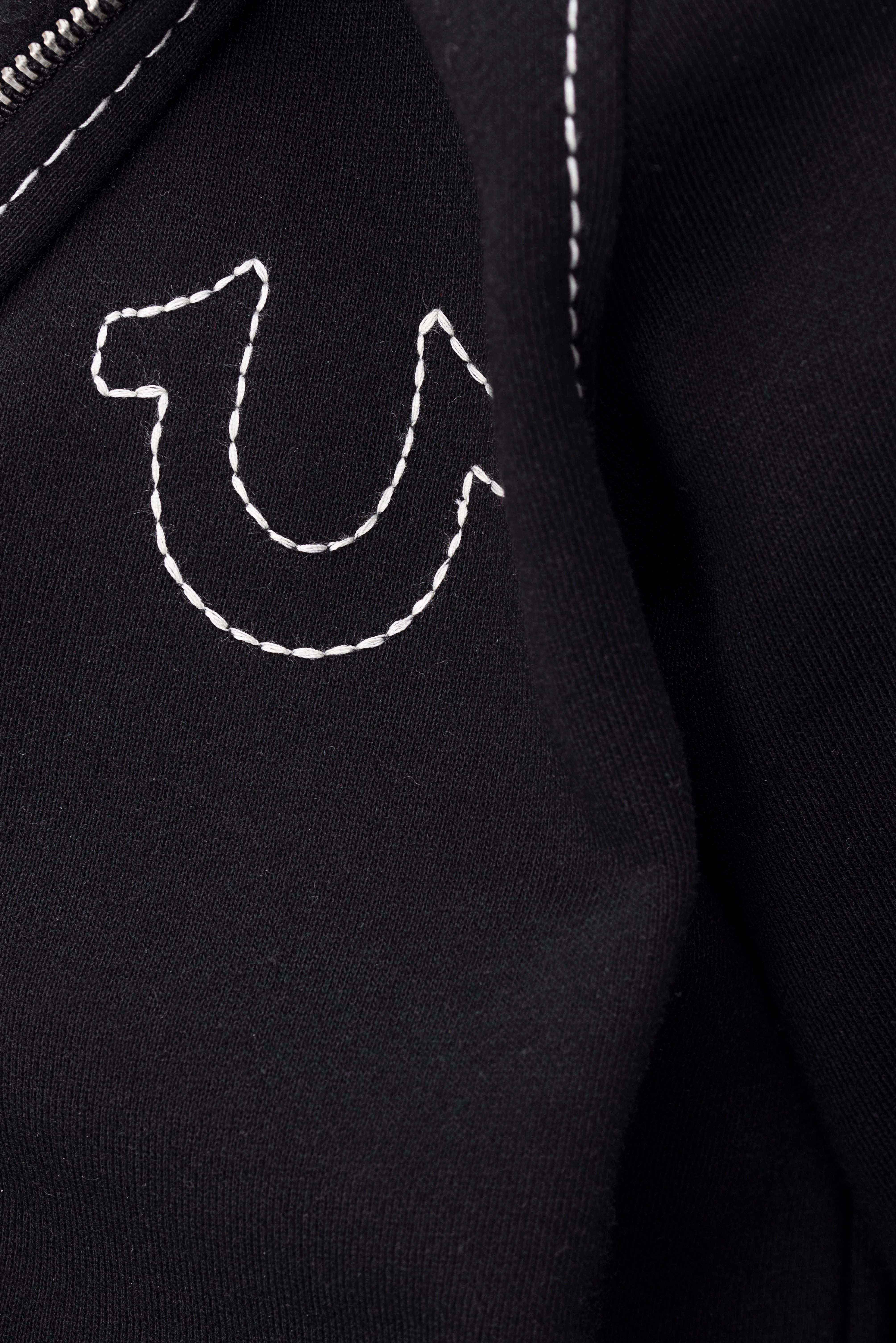 True Religion Kapuzensweatjacke BIG T ZIP THRU HOODIE JET BLACK Baumwollmischung
