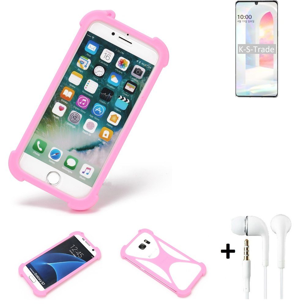 K-S-Trade Handyhülle für LG Electronics Velvet, Bumper + Kopfhörer Handy Hülle Schutzhülle Silikon Schutz Hülle