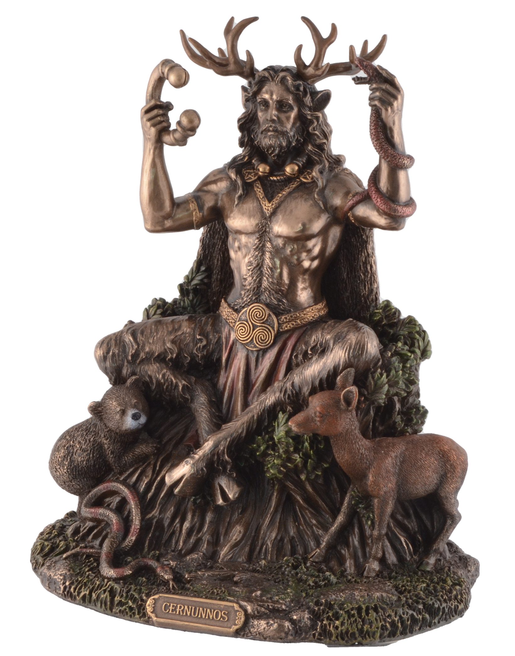Dekofigur Veronese, Cernunnos Gott von Hand kelt. by bronziert ca. Gmbh LxBxH direct bronziert, Vogler Natur 19x15x23cm der