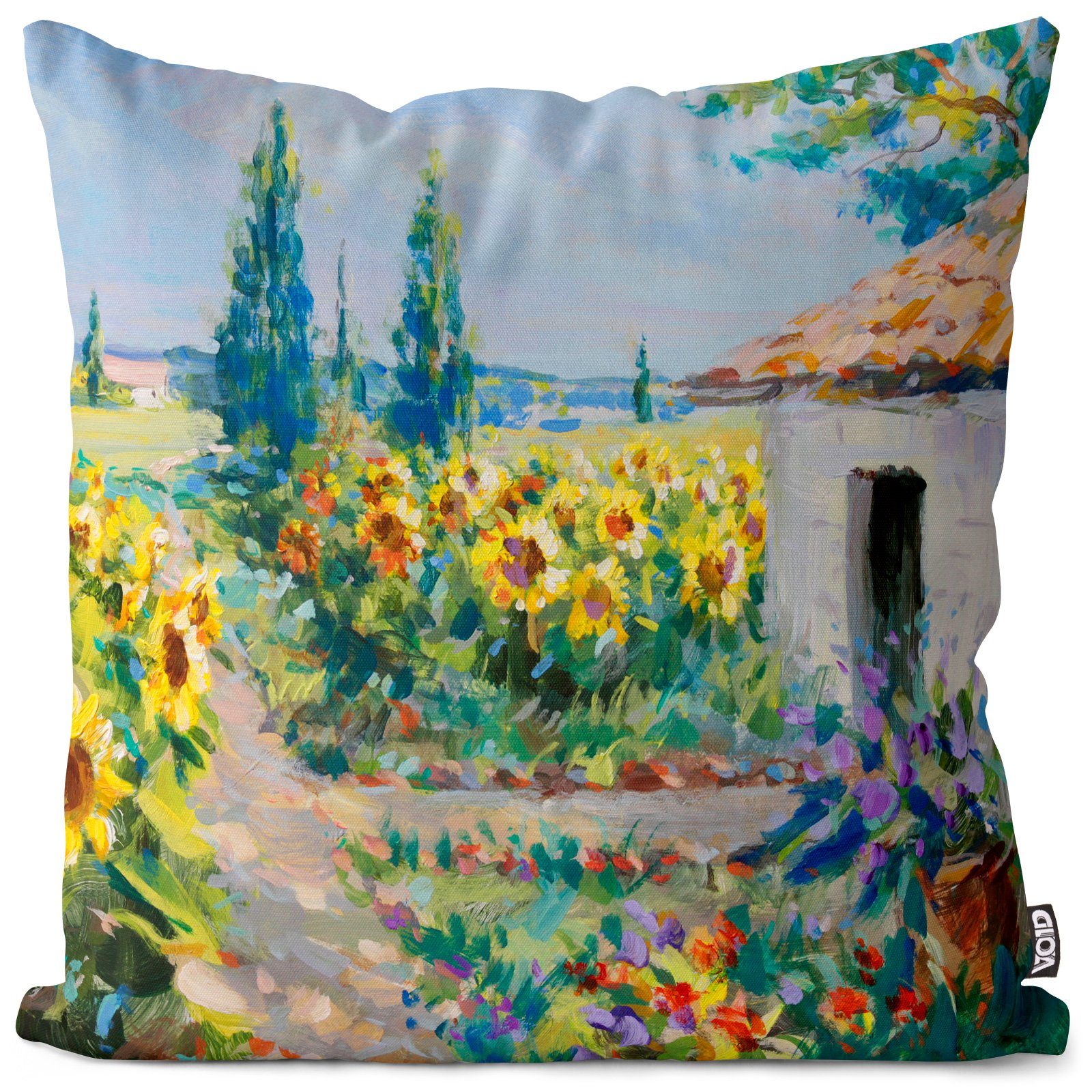 Monet Sofa-Kissen Stück), (1 Malerei Blüten Himmel Landschaft Blumen Kissenbezug, Sommer Öl Druck Frankreich Wiese Provence Impressionismus VOID Claude Kunst Ölgemälde