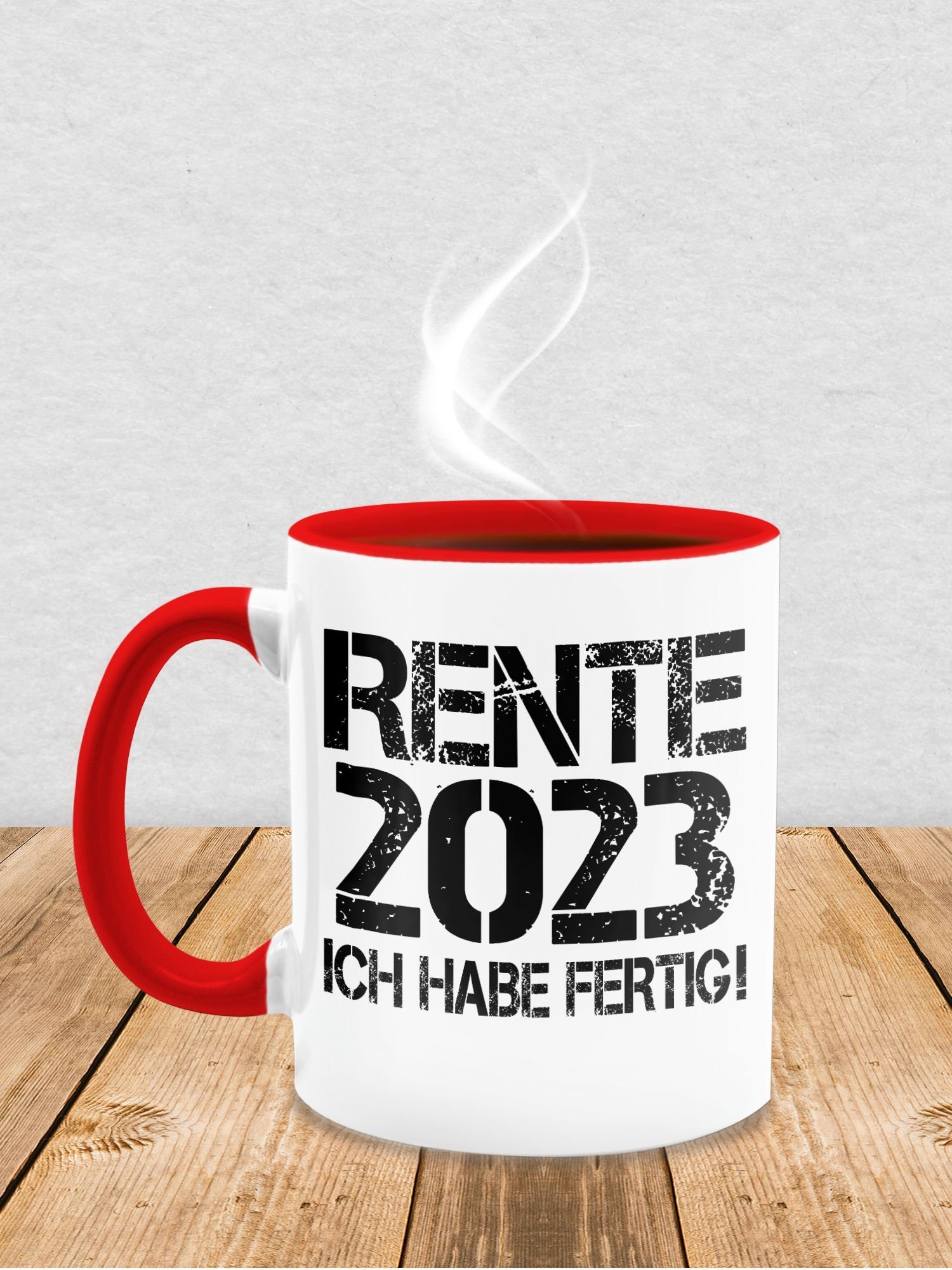 Shirtracer Tasse Rente 2023 - Rente Keramik, Geschenk Rot Kaffeetasse 2 schwarz