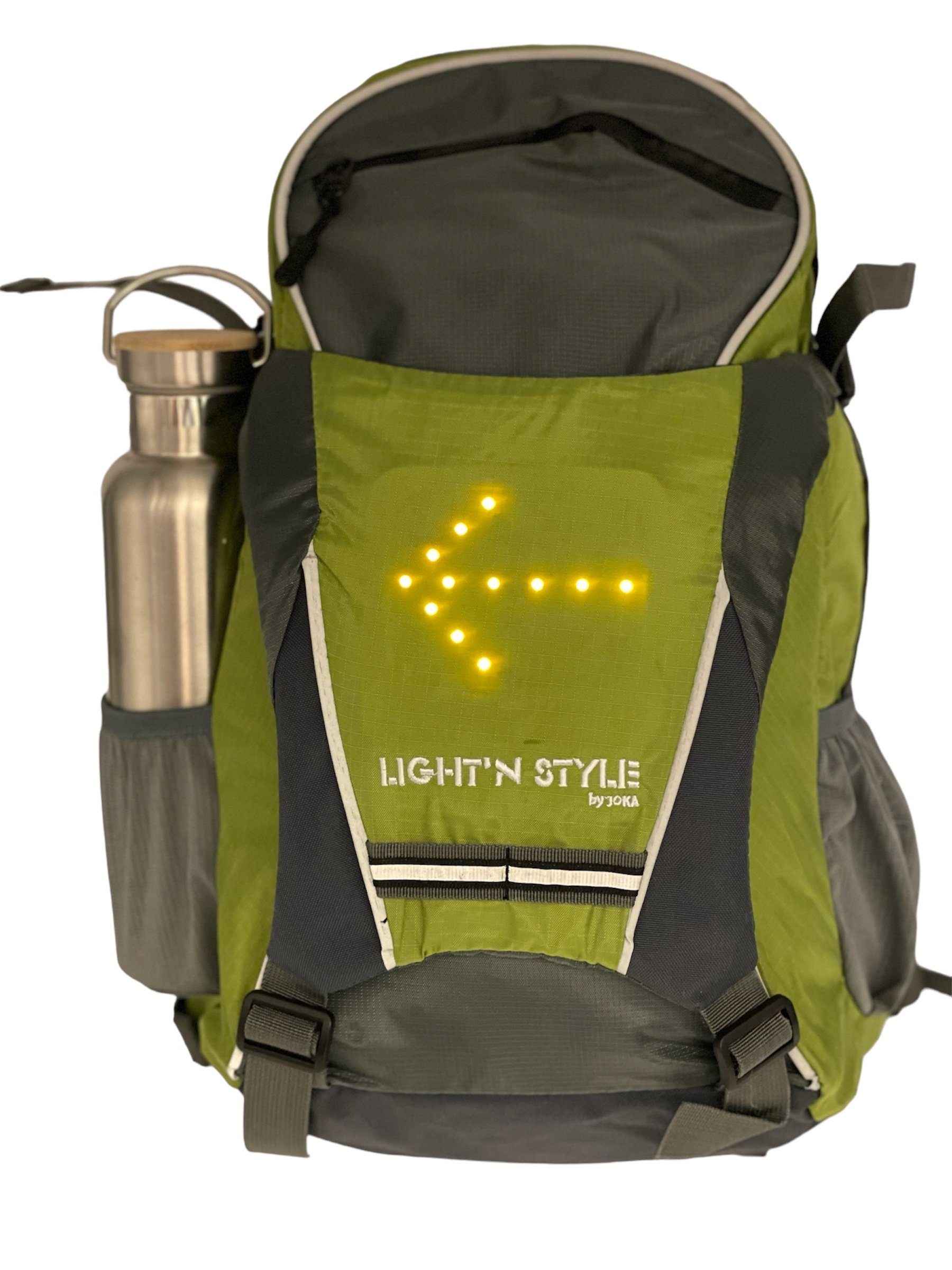 Luna24 simply great ideas... Freizeitrucksack Rucksack mit LED-Richtungsanzeiger und Handsender, 18 Ltr., grün