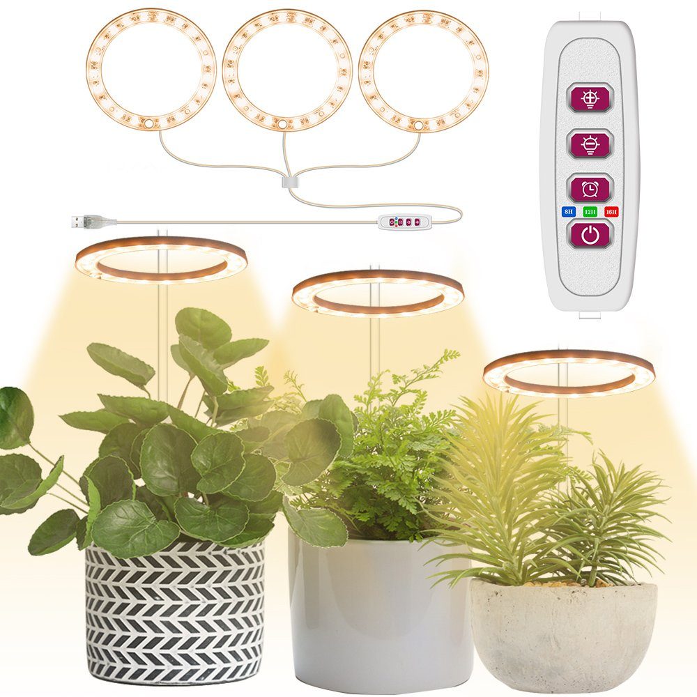 Qualra Pflanzenlampe LED Pflanzenlampe 1/2/3/4 Ring Vollspektrum USB für Zi günstig online kaufen