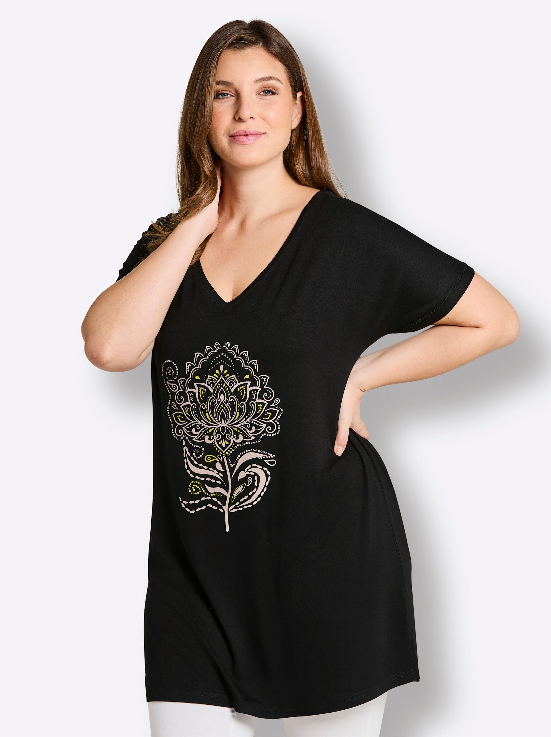 Sheego Strandkleid Kurzarm-Shirt Kurzarm