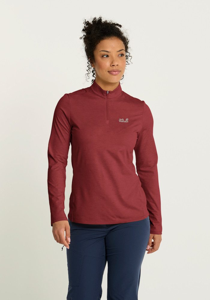 Jack Wolfskin Stehkragenpullover TRAIL HZ W Funktions-Langarmshirt, schnelltrocknend, atmungsaktiv