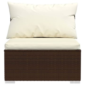 vidaXL Gartenlounge-Set 5-tlg. Garten-Lounge-Set mit Kissen Poly Rattan Braun, (1-tlg)