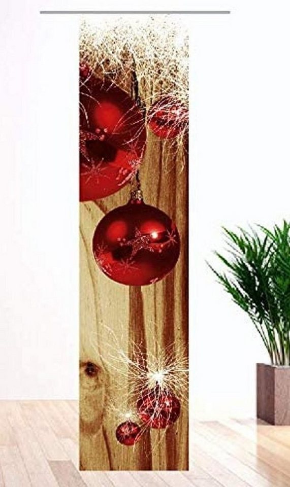 Schiebegardine Weihnachten Modern Red-Brown -Weihnachtsgardine,  gardinen-for-life, Digitaldruck, Sublimationsdruck - sehr haltbar!,  waschbar bei 30 Grad