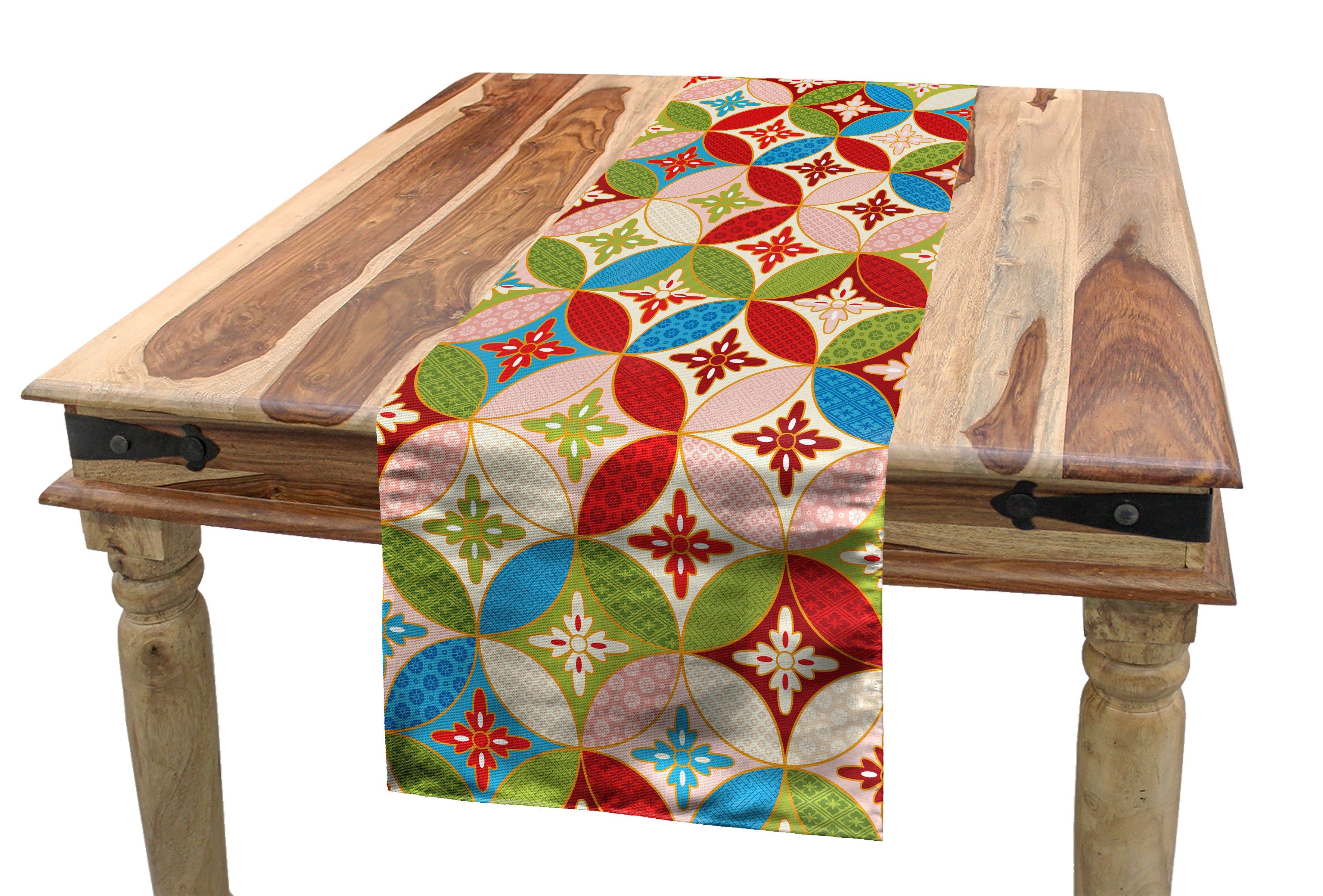 Abakuhaus Tischläufer Esszimmer Küche Rechteckiger Dekorativer Tischläufer, Geometrisch Japanisches Interlocking | Tischläufer