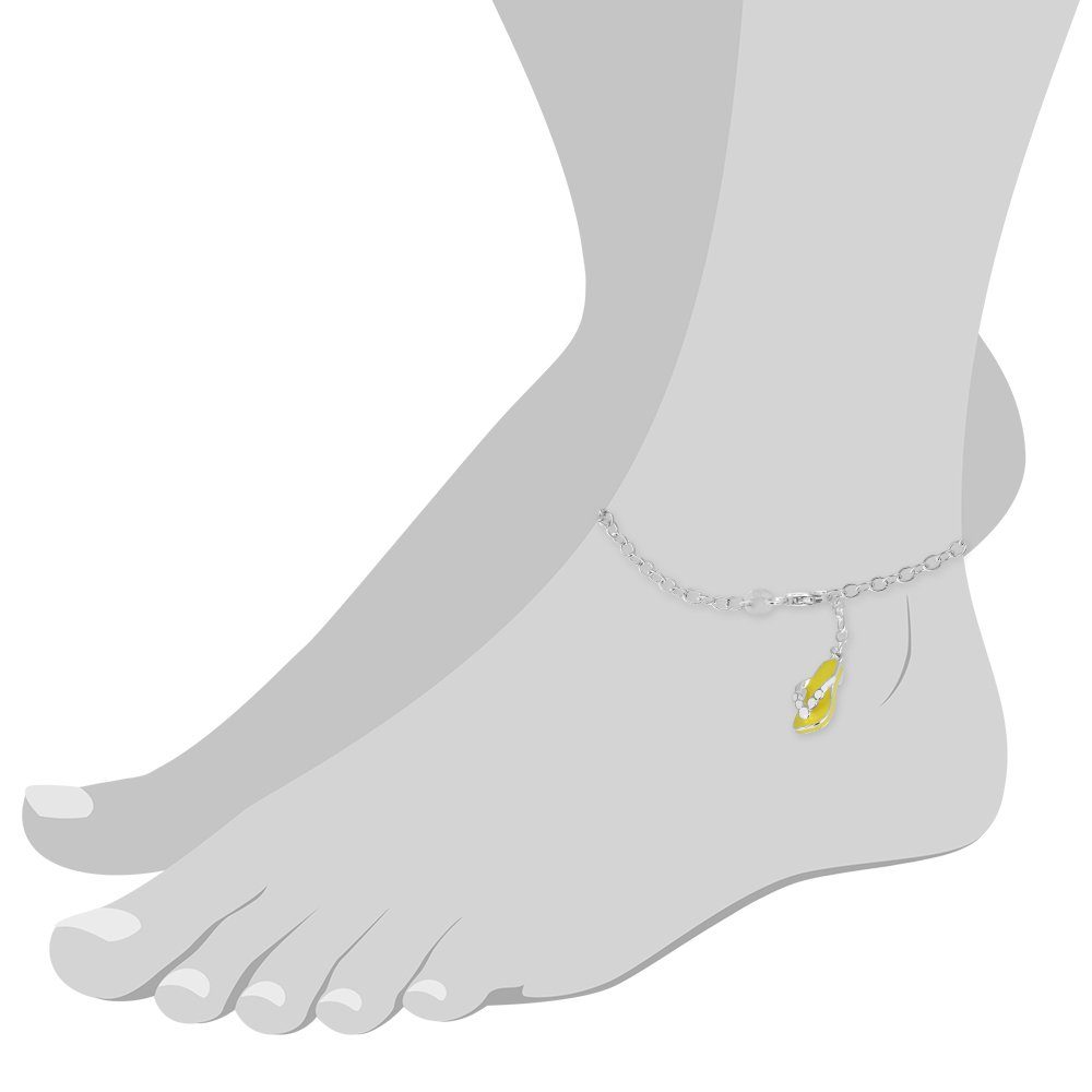 SilberDream Fußkette mit Silber Anhänger 925 Damen, Fußkette aus Flipflop 925 Farbe: Damen SDF0990X-Set SilberDream Fußkette weiß gelb-weiß gelb, Silber, Sterling