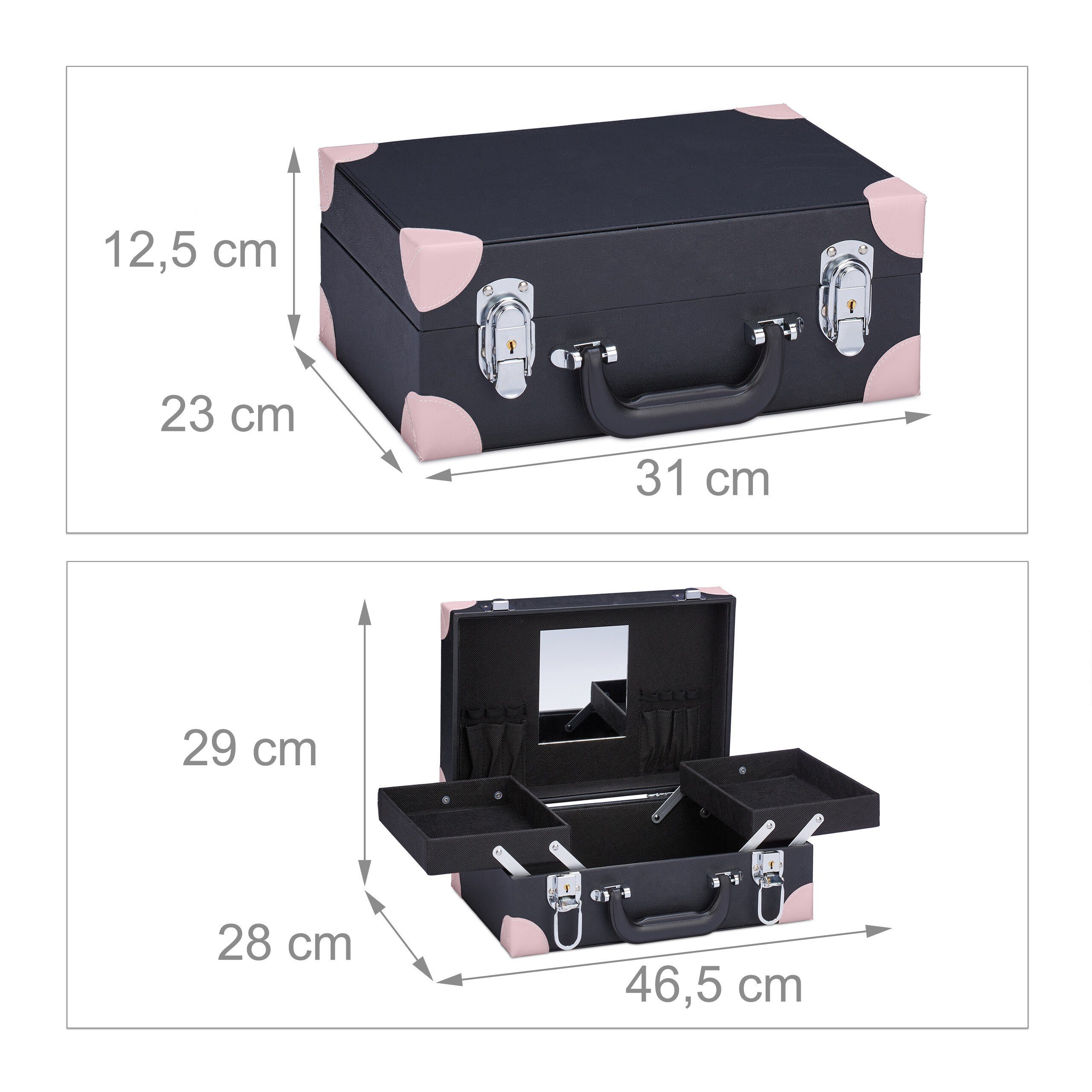 relaxdays Kosmetikkoffer mit Spiegel