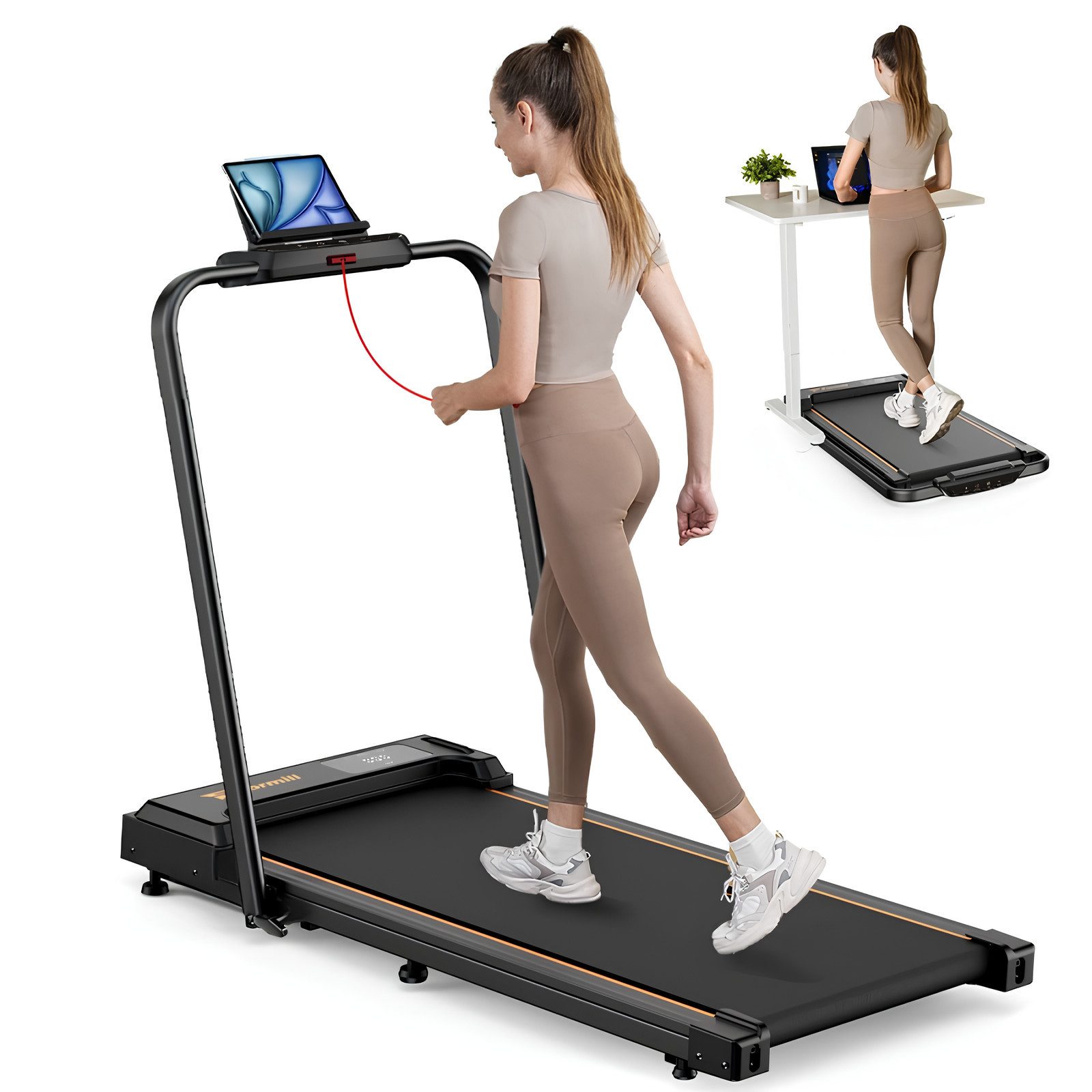 Athlix Laufband 2-in-1 elektrisches Laufband Geh- und Laufmodi 1-10km/h, Ultra-leise (40 dB), 2,5 PS Motor, LED-Display
