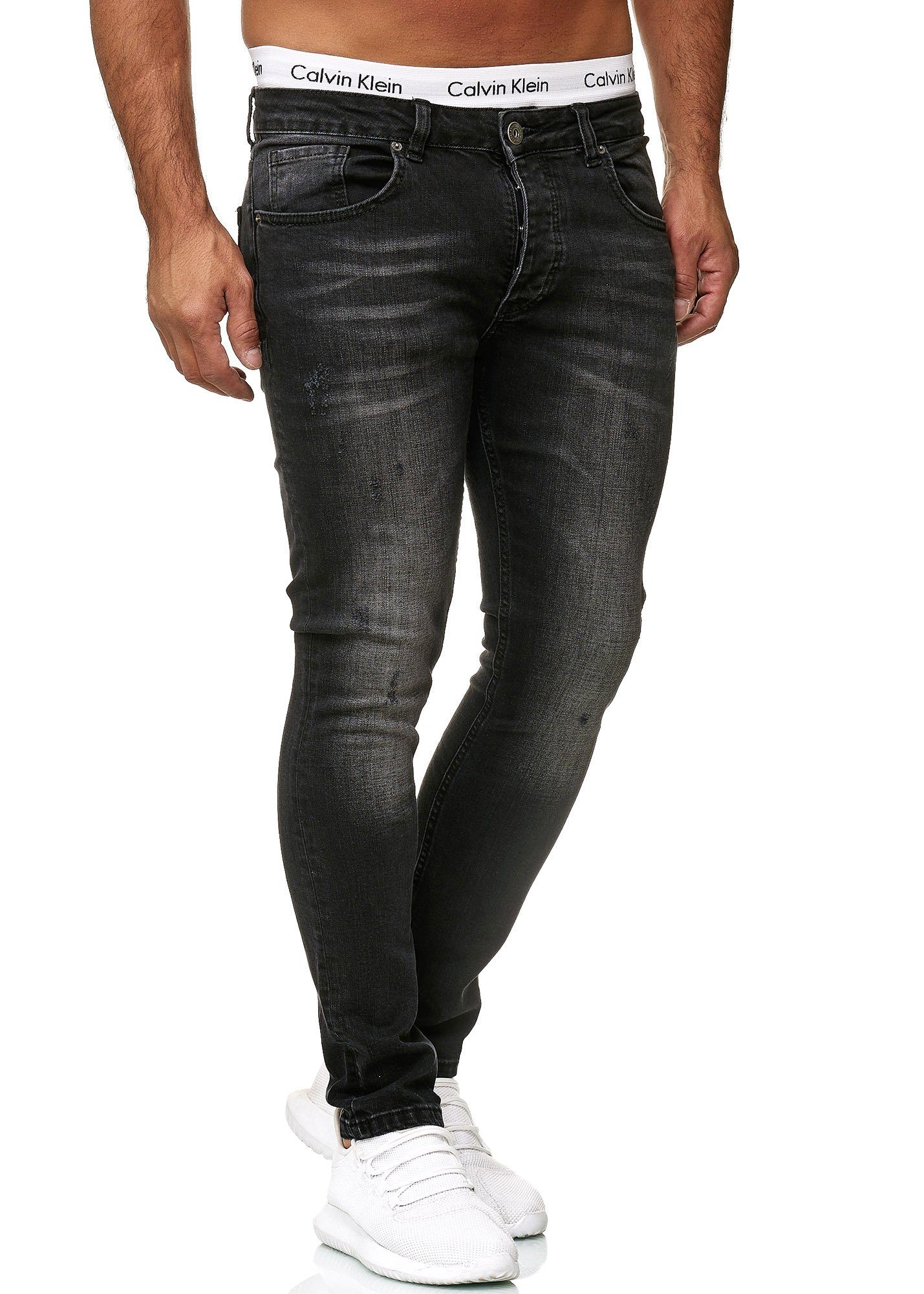 Code47 Skinny-fit-Jeans Designer Basic 604 Dirty Black Fit Regular Used Jeanshose Hose Jeans Skinny Herren Code47
