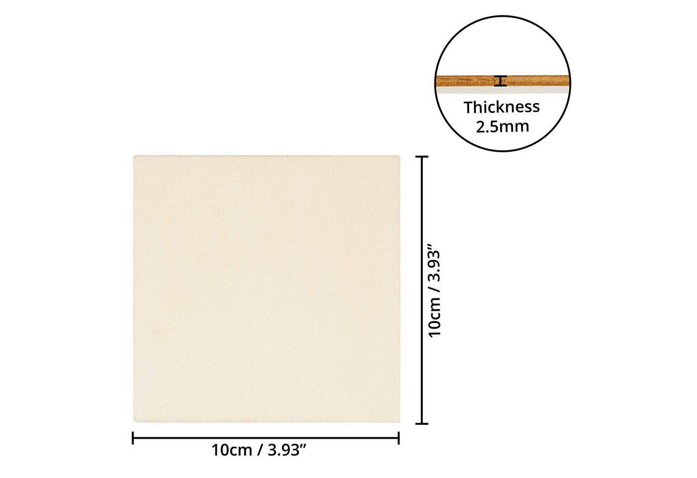 Thumbnail - Belle Vous Kantholz 10x10 cm Holzplatten für DIY - 50er Pack Holzscheiben Quadrat, (50-tlg)