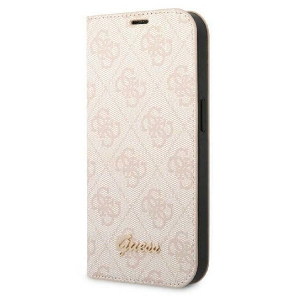 Guess Handyhülle Bookcase iPhone 14 Pro Kunstleder rosa aufstellbar 6,1 Zoll, Kantenschutz