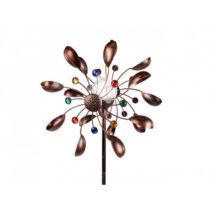 formano Gartenstecker Formano Windrad Blüte mit Solarlicht - Gartenstecker Antik Metall kupfer aus Metall