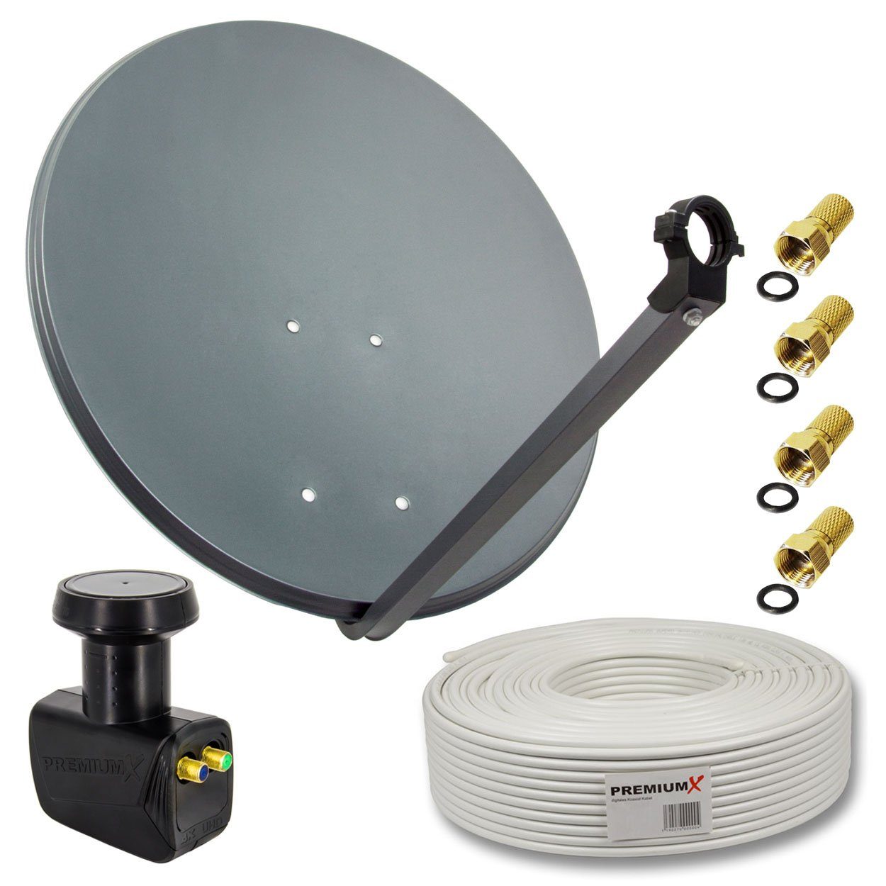SAT Anlage 60cm Antenne Twin LNB 50m Kabel 4x F-Stecker SAT-Antenne
