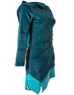 Vishes Zipfelkleid Asymmetrisches Elfenkleid aus Samt m. Zipfelkapuze Hippie, Gothik, Ethno Style