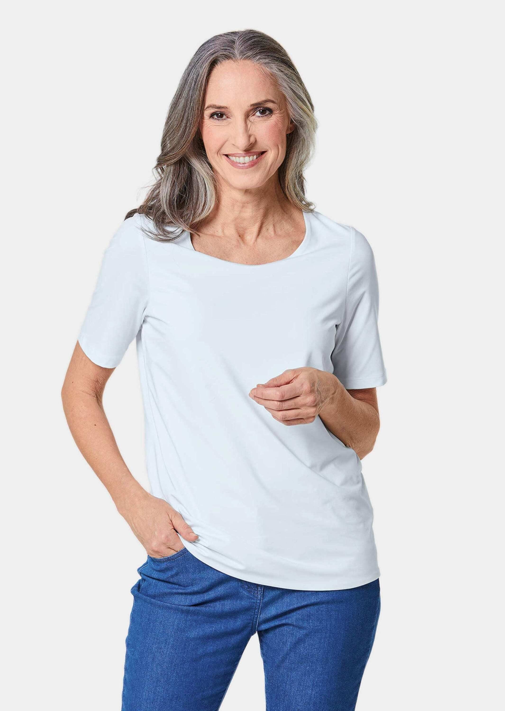 T-Shirt Kurzgröße: Knitterarmes Shirt mit Elasthan