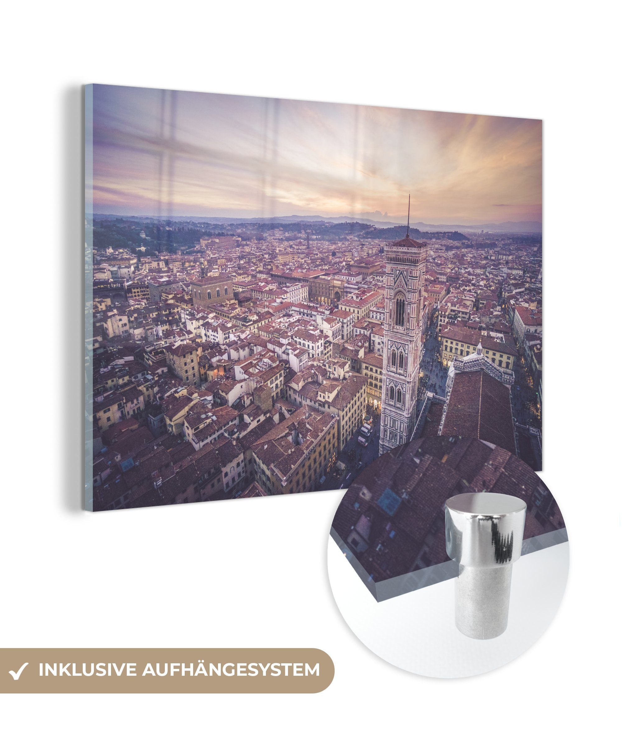 Schlafzimmer Italien MuchoWow Wohnzimmer Acrylglasbilder St), Acrylglasbild Florenz, & - (1 Himmel -