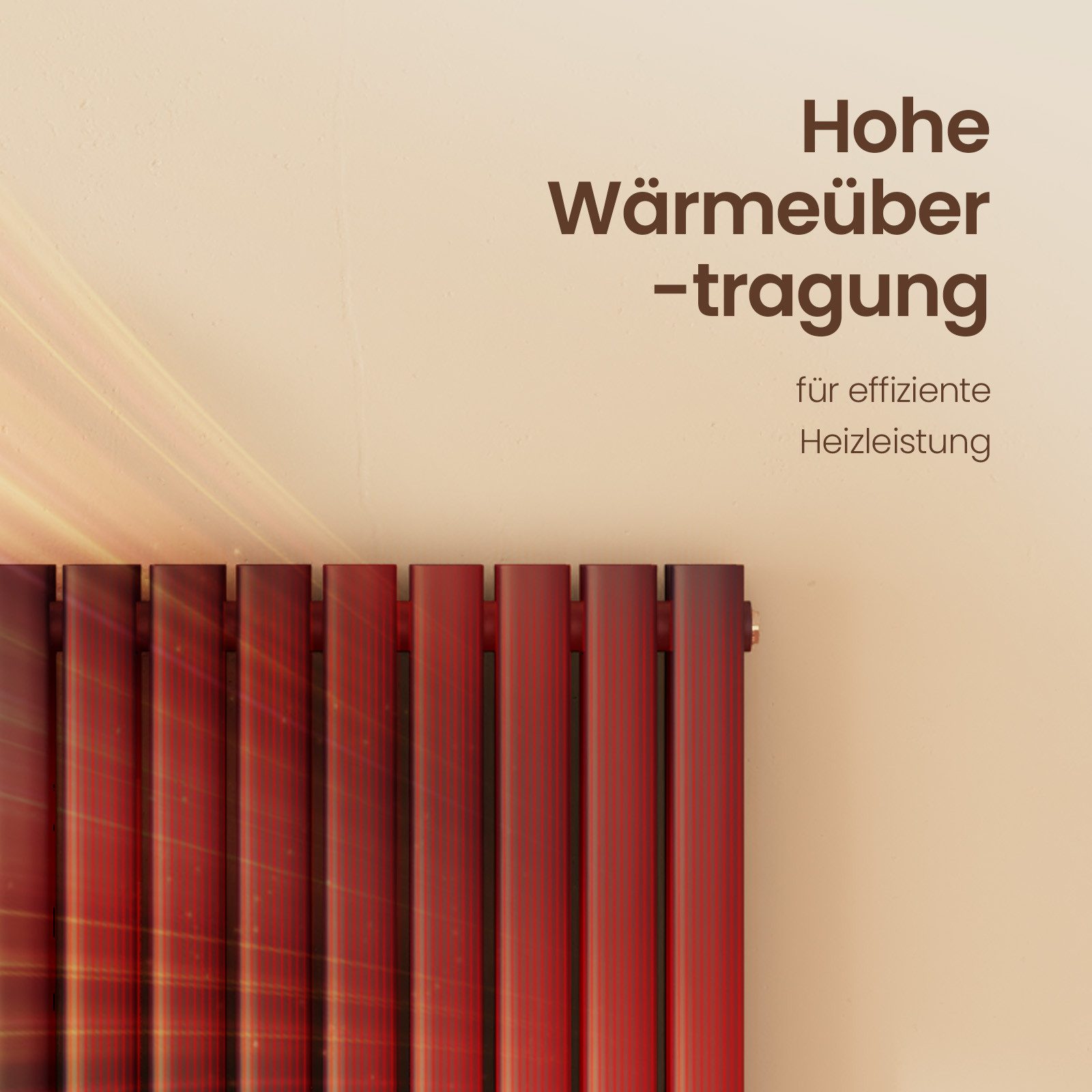 EMKE Heizkörper Design-Heizkörper Horizontal Heizung Ovales Rohr Hochleistung, 1828W Weiß / Anthrazit Horizontaler Seitenanschluss Doppellagig – Bild 3 von 5