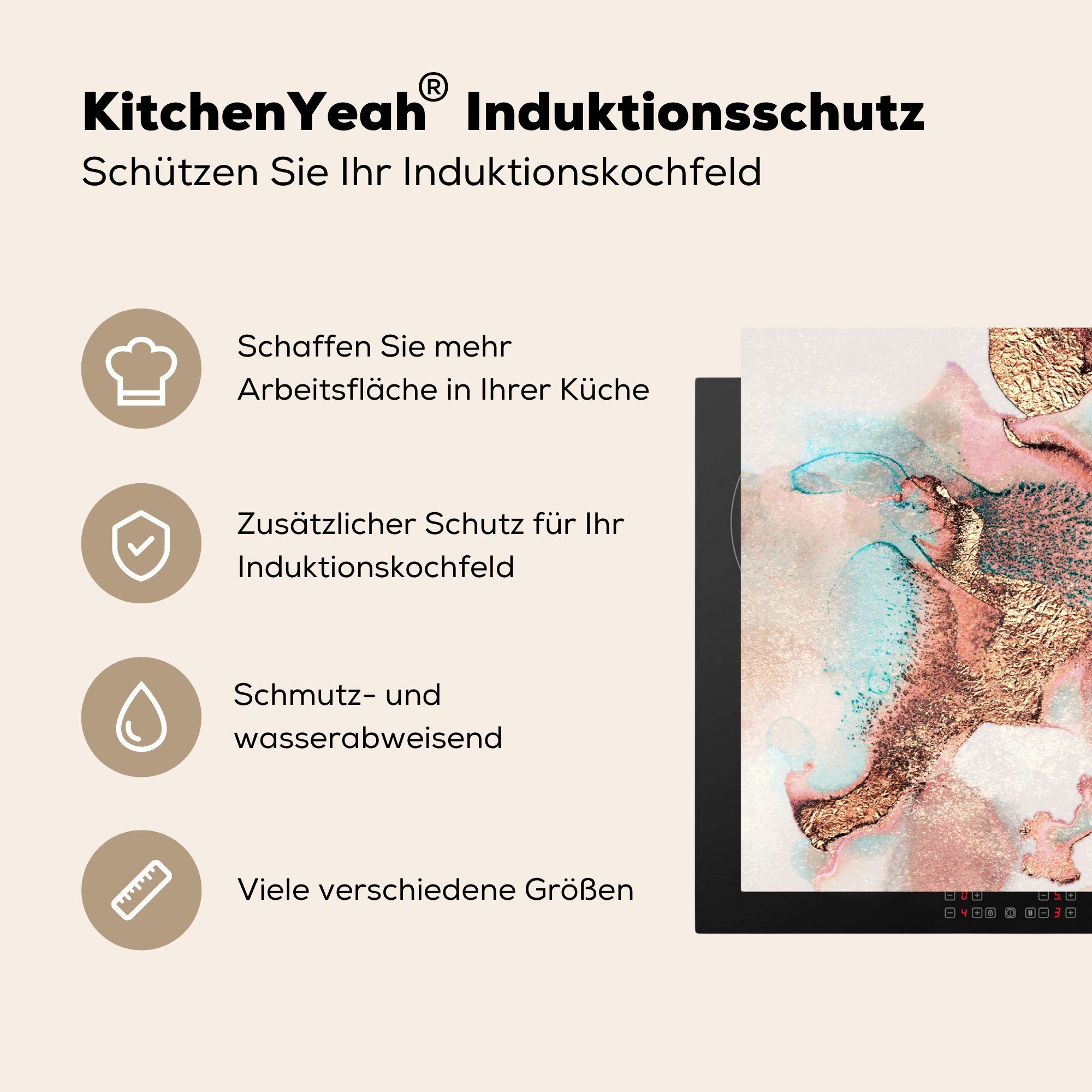MuchoWow Herdblende-/Abdeckplatte Tinte Induktionskochfeld Pastell - 81x52 - cm, Abstrakt, tlg), Vinyl, Schutz küche, (1 Ceranfeldabdeckung für die