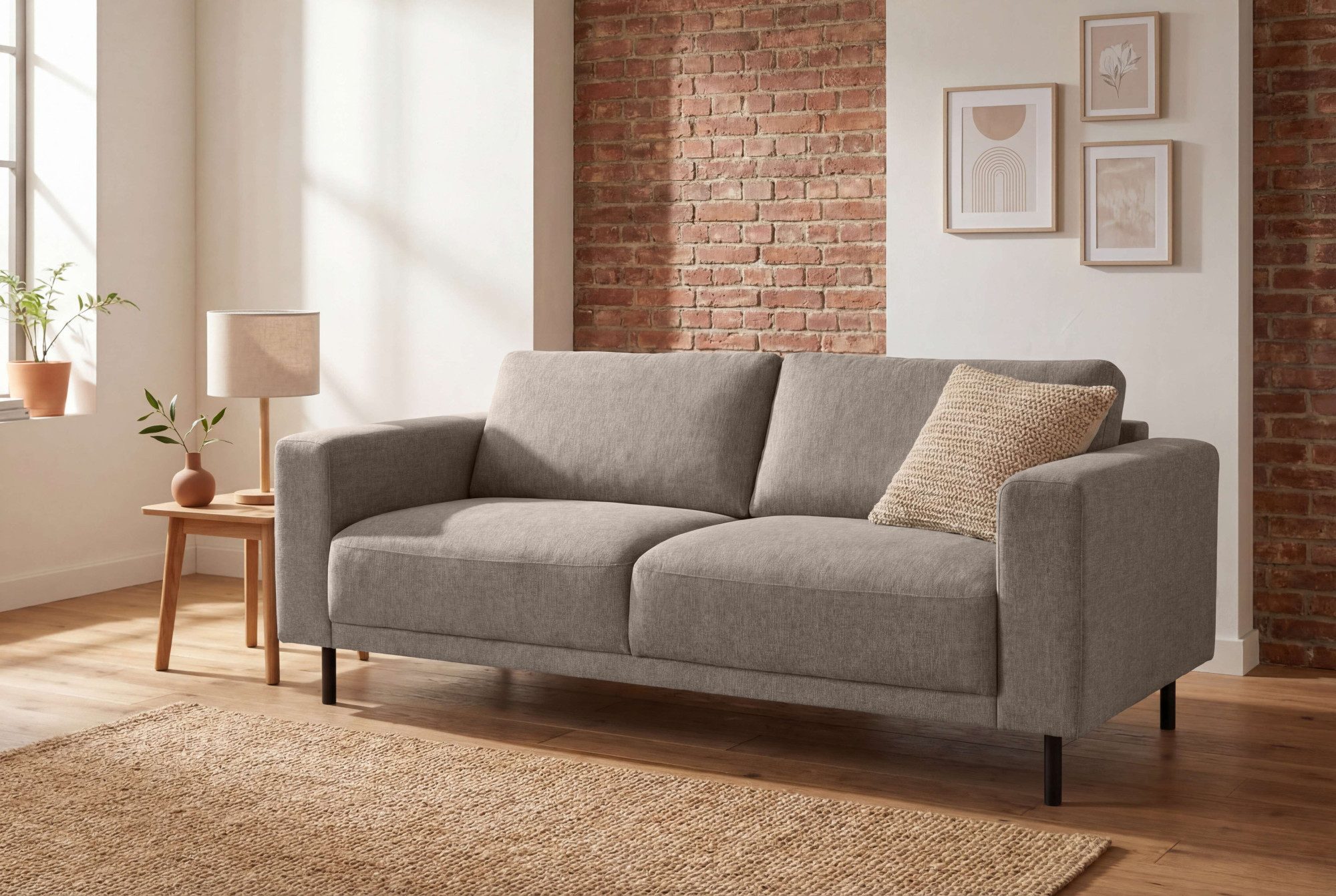 Home affaire 2,5-Sitzer Sveeva, Kompaktsofa, B.183 cm, schwarze Metallfüße, langlebiger Webstoff, mit Wellenunterfederung, viele Farben