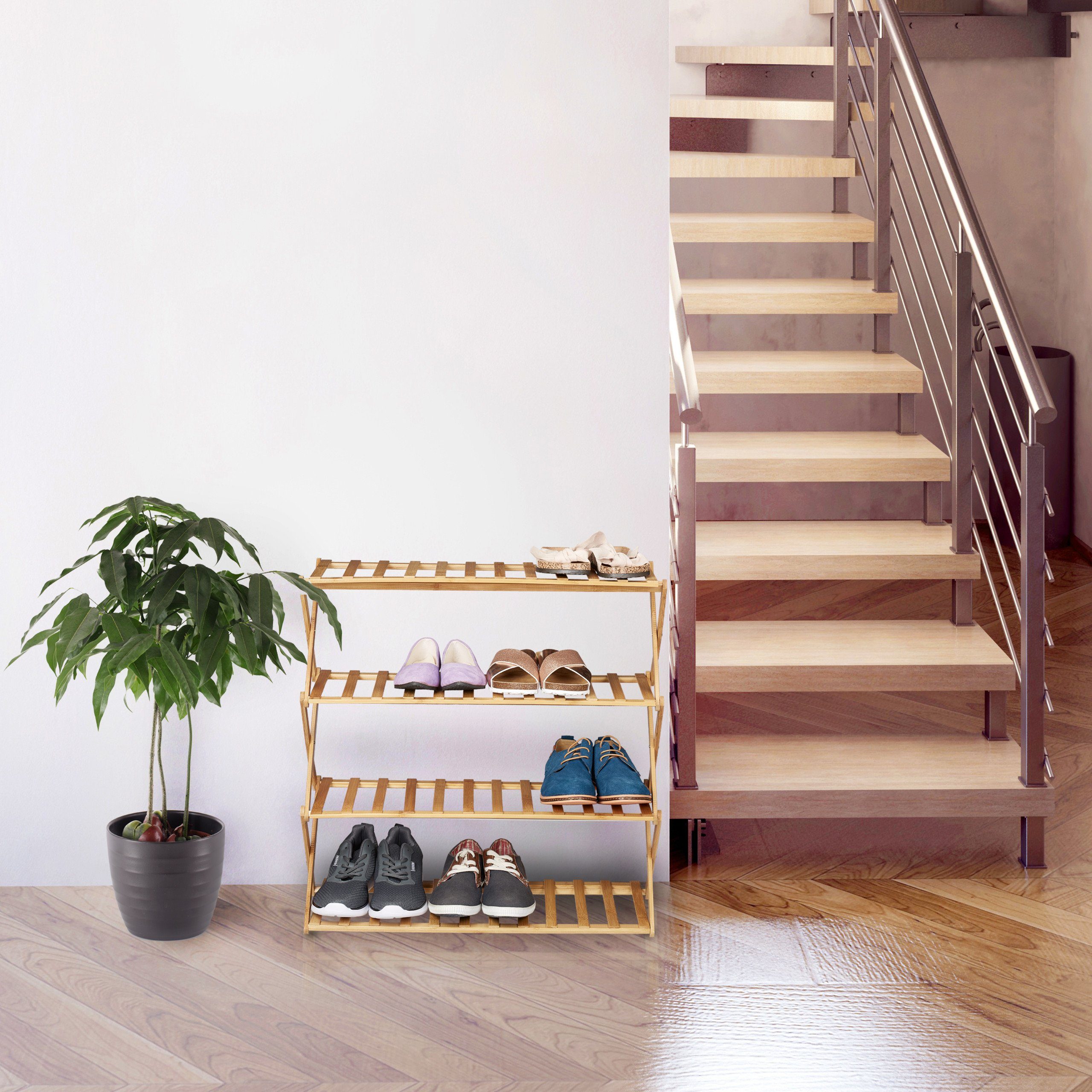 relaxdays Schuhregal Faltbares Schuhregal aus Bambus günstig online kaufen