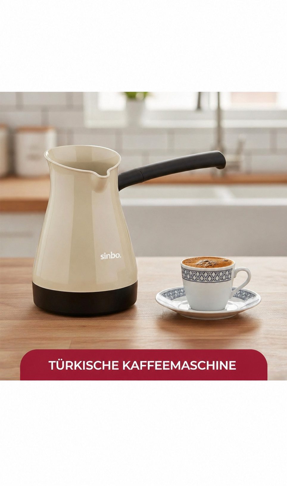 Sinbo Mokkamaschine, Türkische Kaffeemaschine 400ml