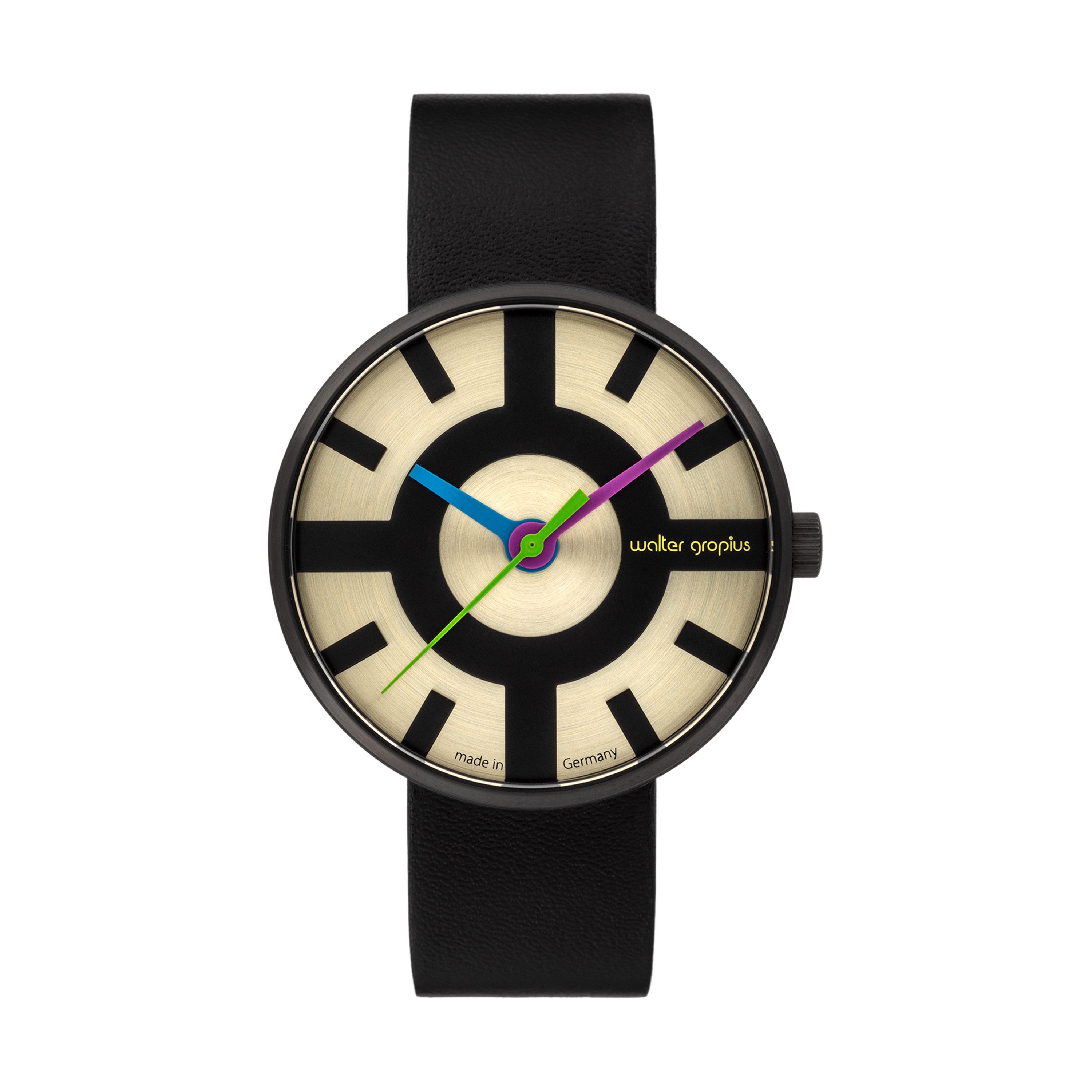 Walter Gropius Quarzuhr Made in Germany, Saphirglas, Forum Crossway Deluxe - WG 013-03Z, Limited Edition, Lederband mit Easy-Release System, Edelstahlgehäuse