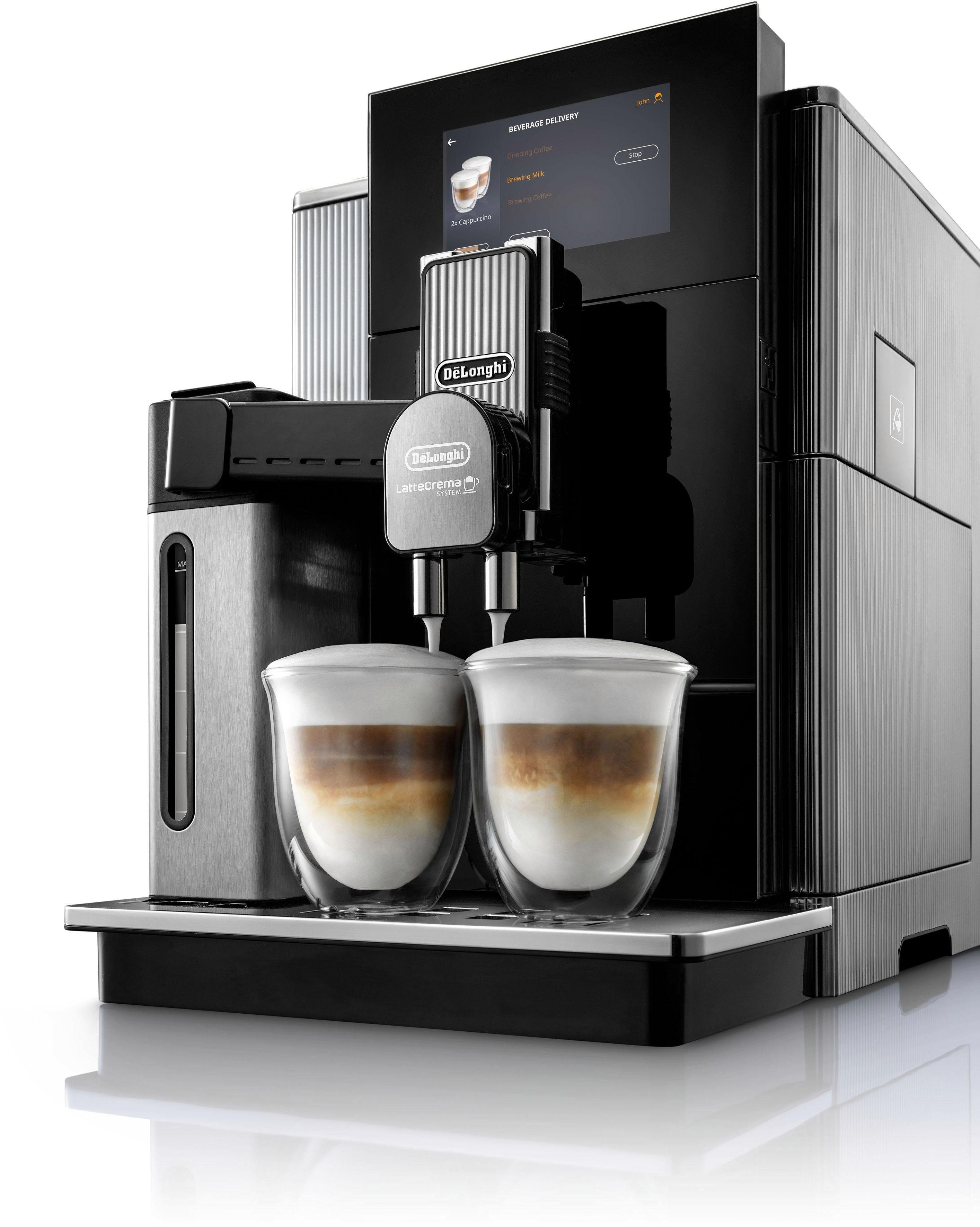 De'Longhi Kaffeevollautomat Maestosa EPAM960.75.GLM - Italienischer Kaffee-Genuss (heiß & kalt), 2 Bohnenbehälter und 2 Mahlwerke, 22 Kaffeespezialitäten, My-Coffee