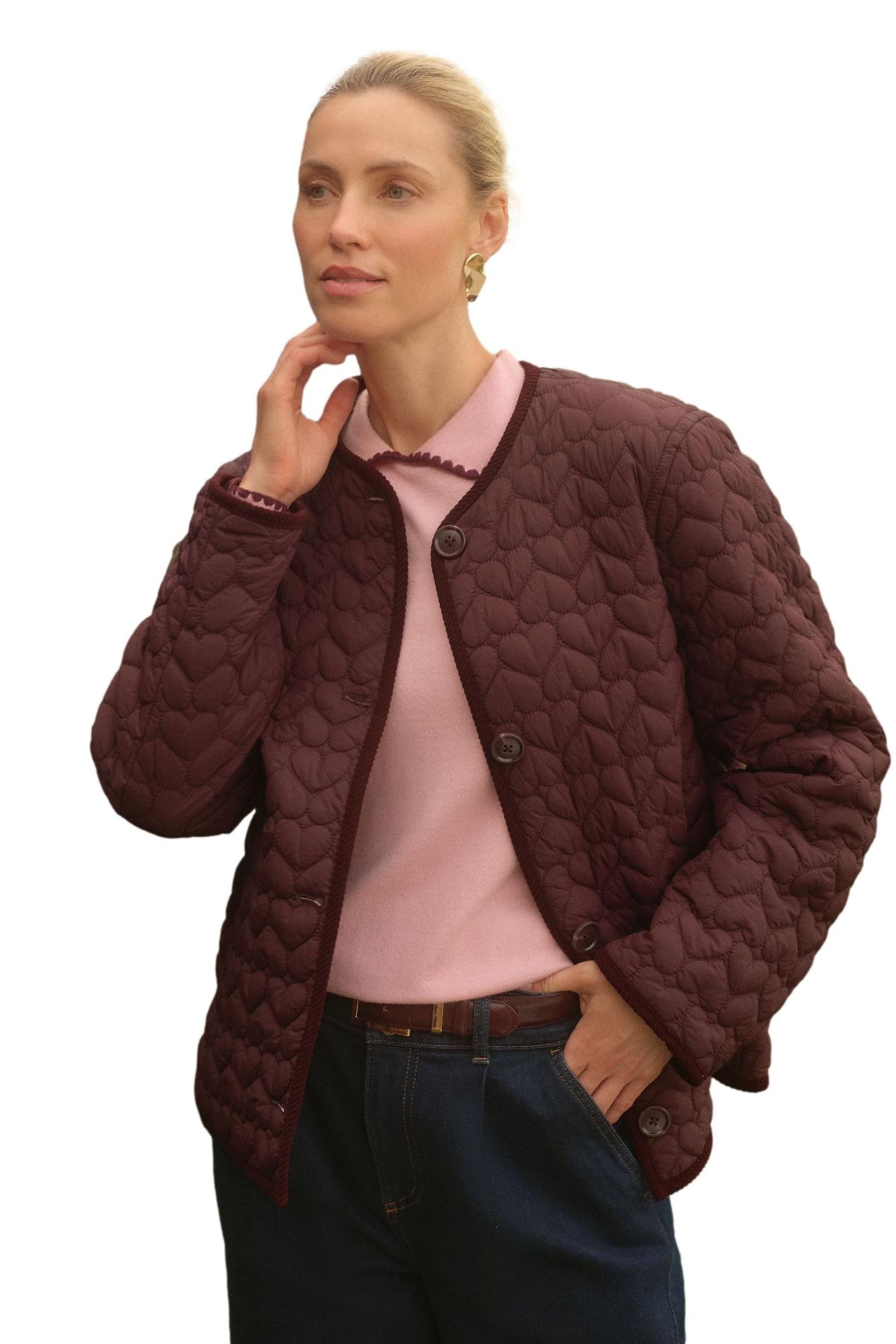Steppmantel Love & Roses kurze, kragenlose, wattierte Jacke