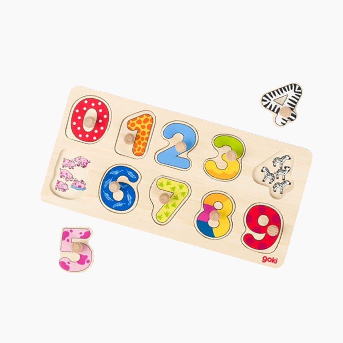 goki Lernspielzeug Hintergrundbildpuzzle Lerne zählen (packung, 10-St), Spielend Zählen lernen mit den Zahlen von 0 bis 9.