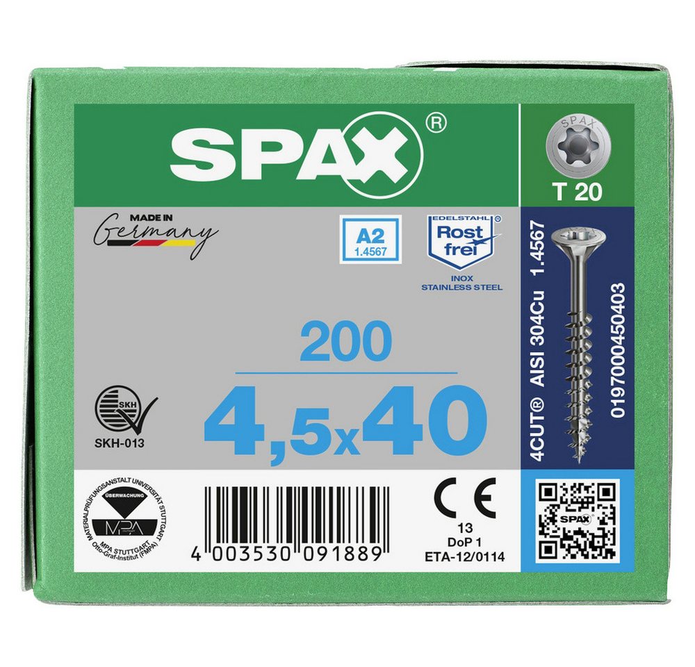 Thumbnail - SPAX Schraube SPAX 0197000450403 Holzschraube 4.5 mm 40 mm T-STAR plus Edelstahl