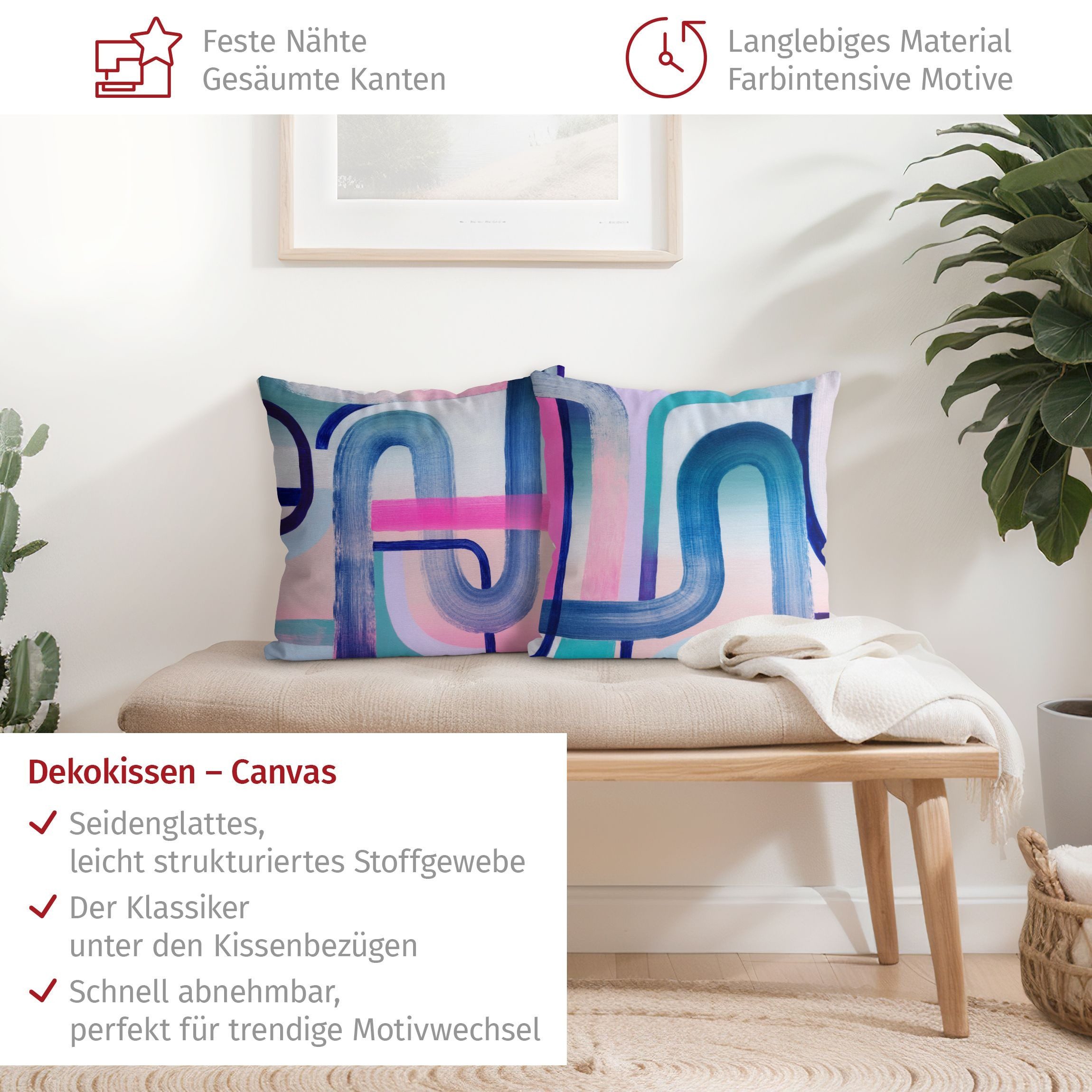 Bilderdepot24 Dekokissen 2-teilig drinnen Kissenhülle/ Sofakissen/ Zierkissen Kissenhülle blau, Bezug mit / ohne Füllung Zierkissen Outdoor Sofa Bett