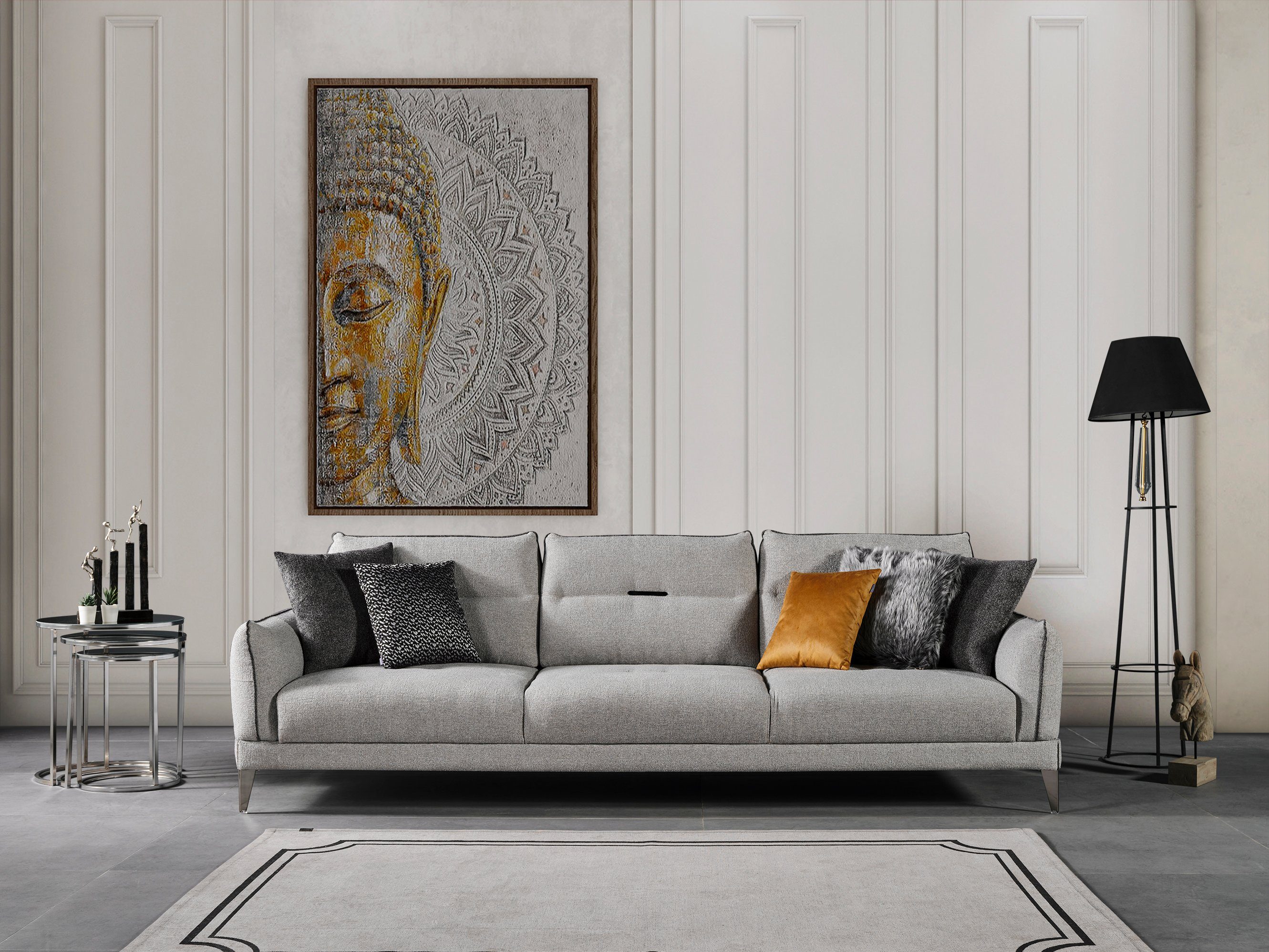Samtstoff Quality,strapazierfähiger Handmade Möbel 1 Villa Mikrofaser Anthrazit Brussels, Teil, Sofa