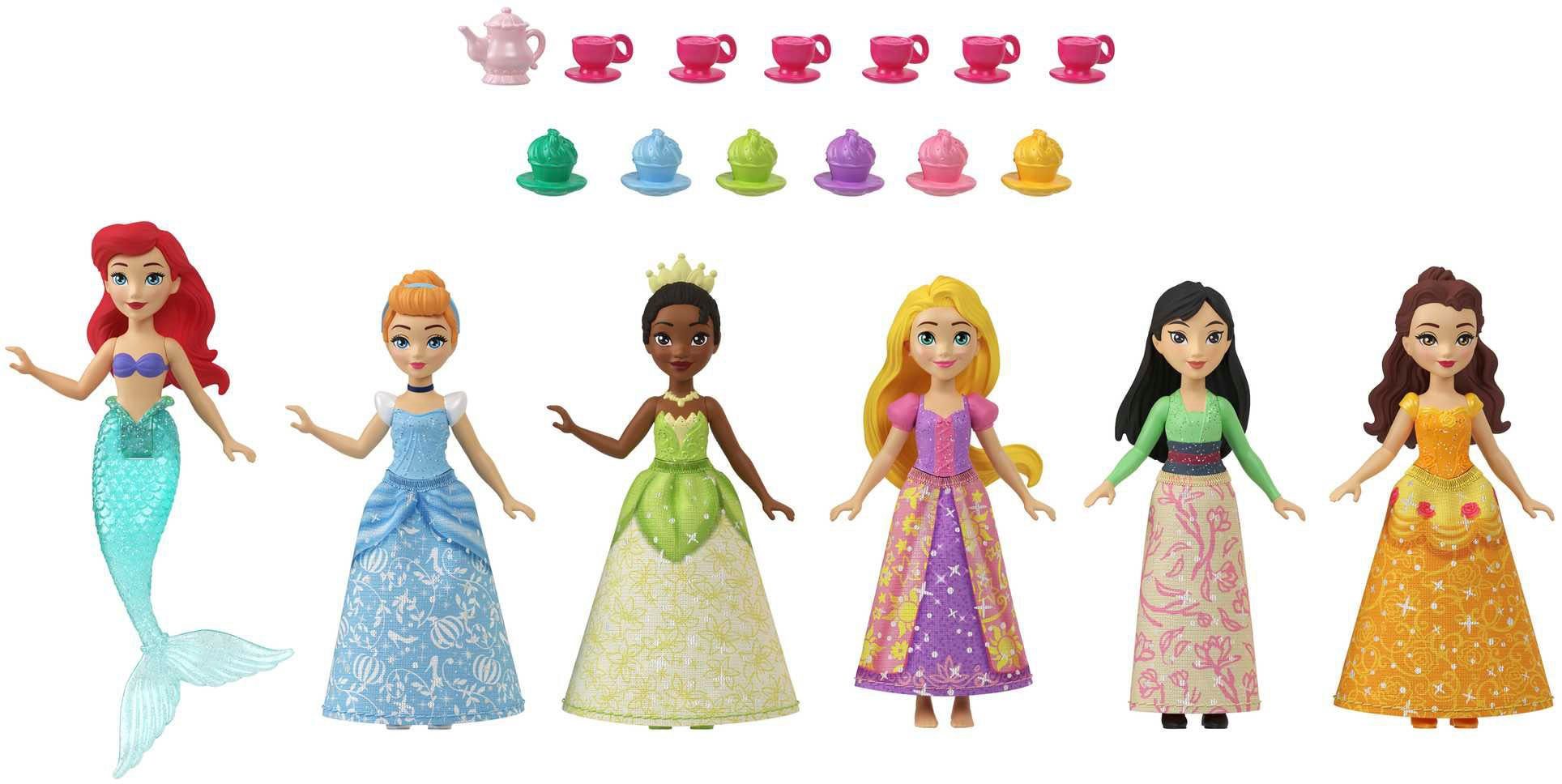 Princess, 6-tlg) Accessoires Mattel® mit kleine Puppen 6 Disney (Set, Minipuppe