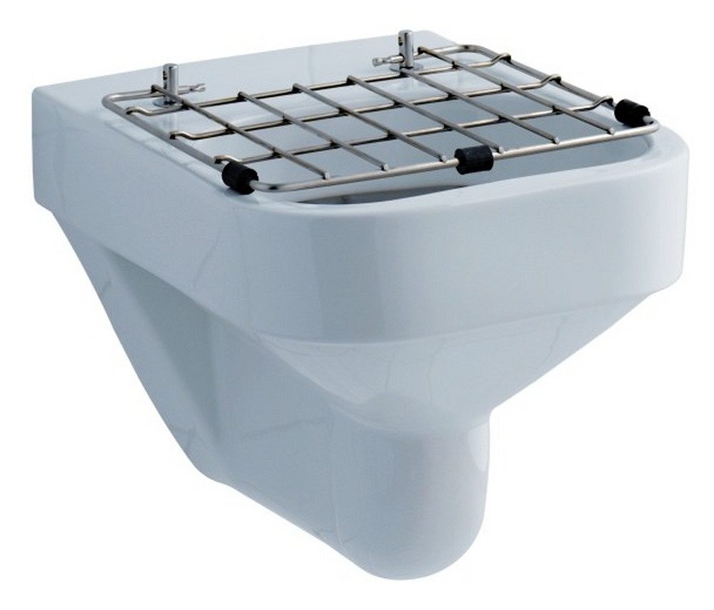 GEBERIT Küchenspüle Publica, Ausguss Espital wandhängend 6 Liter m. Edelstahlklapprost - Weiß