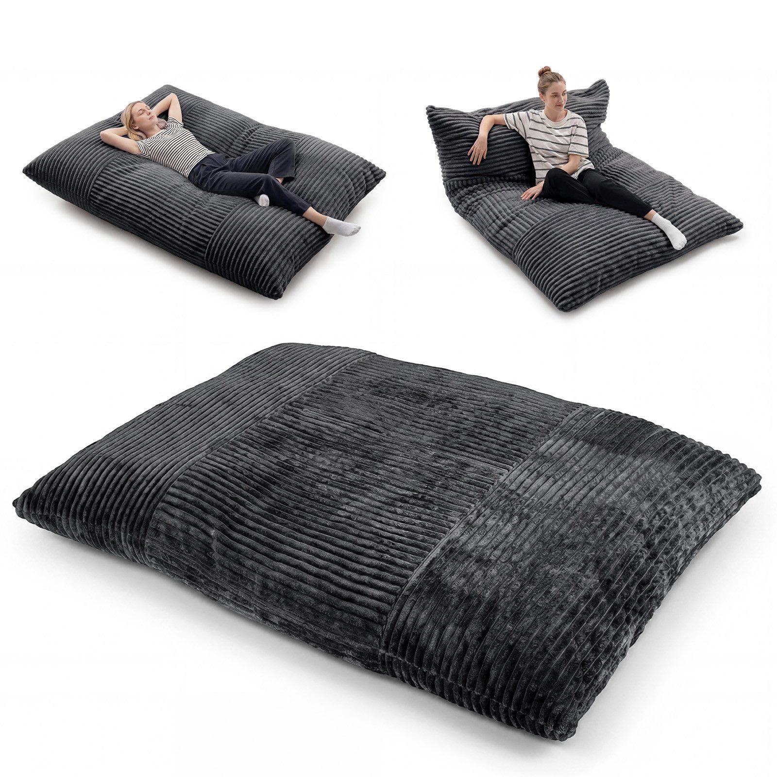 COSTWAY Sitzsack Cordstoff 2-in-1 Bodensessel, Bean Bag mit abnehmbarem Bezug